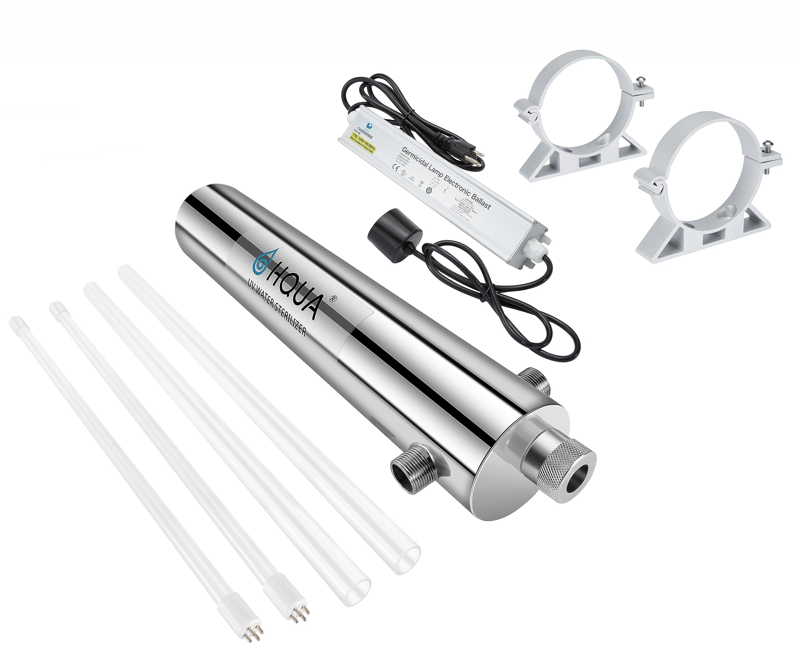 HQUA-TWS-12 Whole House UV Water Purifier System - 12GPM Ultraviolet Water Filter with Extra UV Lamp & Quartz Sleeve (120V) - Eliminates Bacteria & Viruses for Clean, Safe Drinking Water - Ideal for Homes, Farms, and Off-Grid Living
