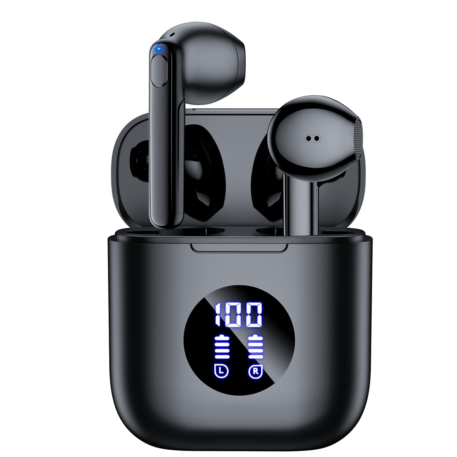 Occiam Wireless Earbuds Bluetooth 5.3 Headphones - 64H Playback Stereo Ear Buds with Wireless Charging Case, in-Ear Earphones for Android Phone & Laptop (Black) - Perfect for Workouts, Commuting & Travel