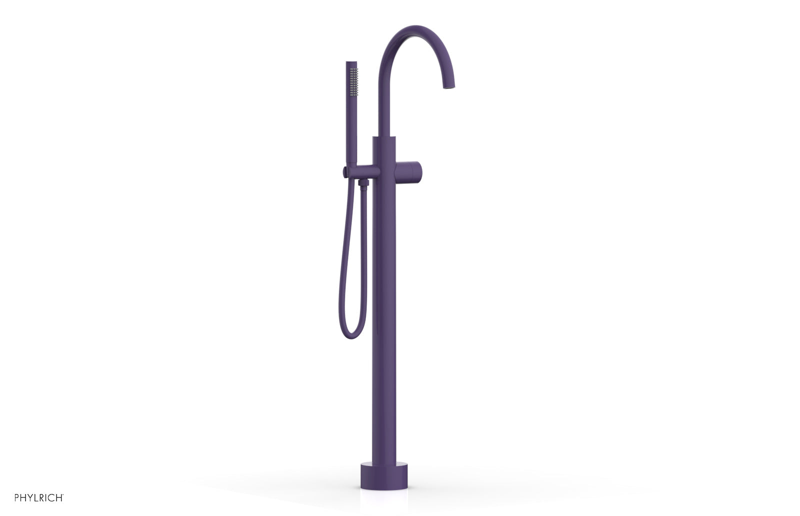 BASIC II Tall Floor Mount Tub Filler with Smooth Handle & Hand Shower - Model 230 46 01 - Perfect for Modern Bathroom Renovations and Spa-Like Showers