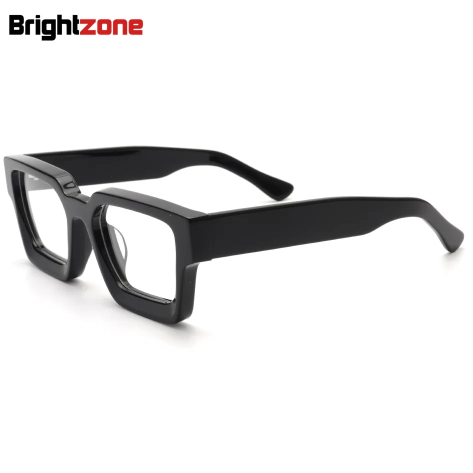 Brightzone Unisex Full Rim Square Thick Acetate Eyeglasses 5437 - Stylish & Durable Frames for Men & Women - Perfect for Reading, Work & Fashion Accessories