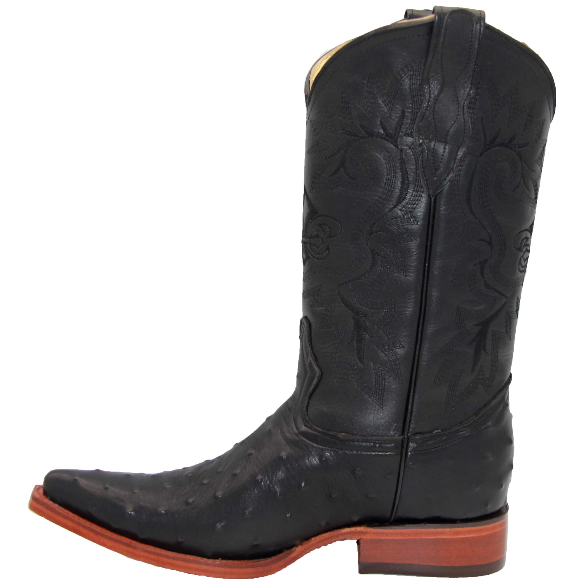 Premium Men's Western Cowboy Boots - Genuine Leather Ostrich Quill Print Snip Toe - Stylish & Durable for Rodeo, Country Dancing & Western Fashion