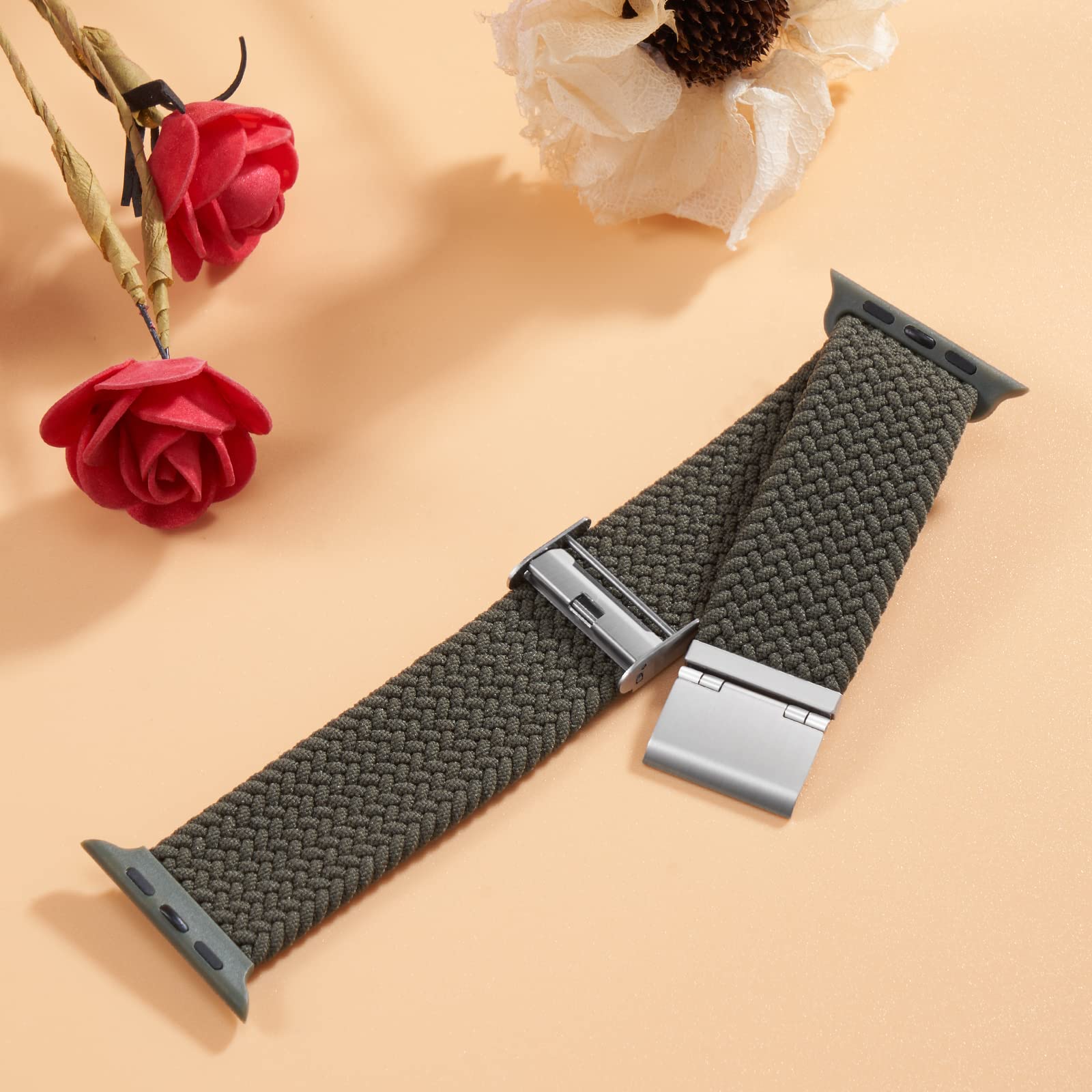 Braided Nylon Apple Watch Bands for Series 9/8/7/6/5/4/3/2/SE/Ultra/Ultra 2 - Adjustable Breathable Strap for 38mm 40mm 41mm 42mm 44mm 45mm 49mm - Perfect for Workouts, Running & Everyday Wear