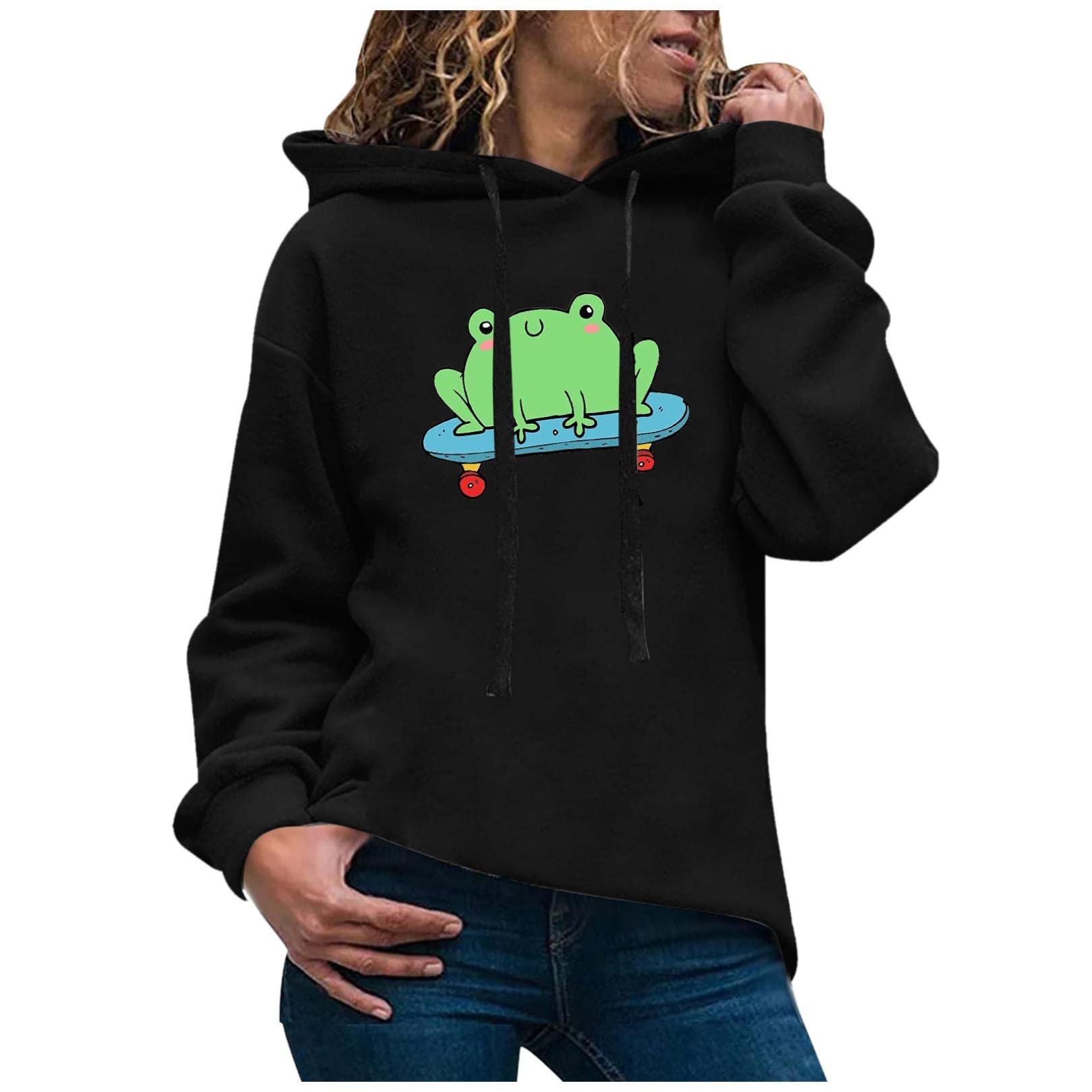 Women's Casual Hoodies - Long Sleeve Lightweight Pullover Sweatshirt for Women | Loose Fit Solid Color Tops | Perfect for Lounge Wear, Running Errands & Outdoor Activities