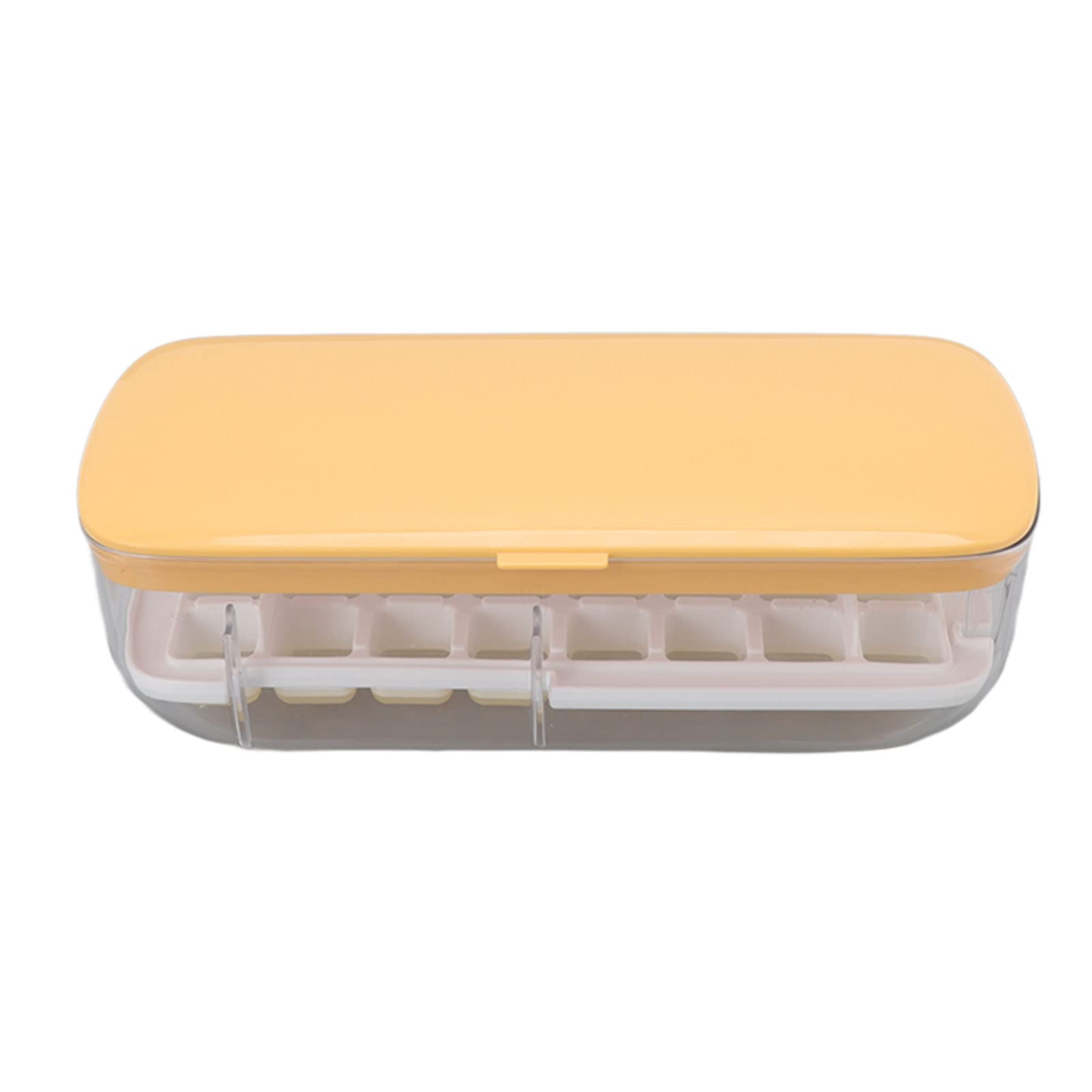 24-Cube Easy Press Ice Tray with Lid & Scoop - Yellow Silicone Ice Cube Maker for Cocktails, Smoothies & Beverages - Perfect for Home Bars, Parties & Kitchen Use