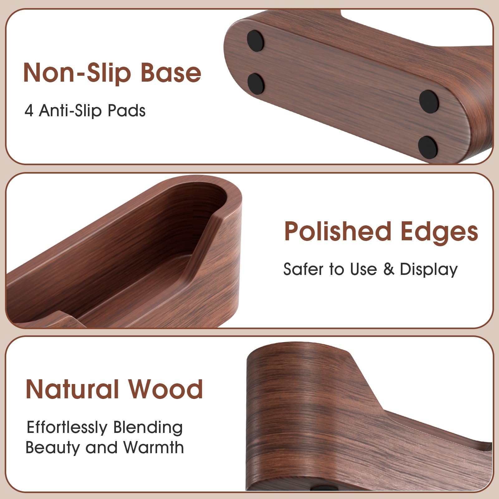 Premium Walnut Wood Business Card Holder - Elegant Oval Office Desk Organizer for Professional Business Cards | Perfect for Corporate Gifts, Office Decor & Executive Desktops