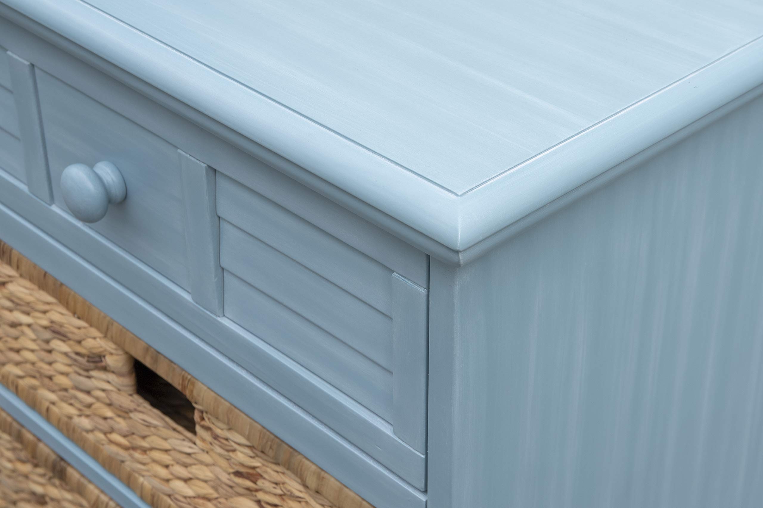Sunset Trading Cool Breeze Nightstand with One Drawer & Two Baskets - Beach Blue Finish | Perfect for Bedroom, Guest Room or Beach House Decor