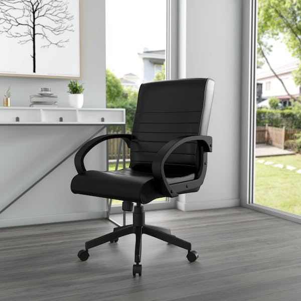 Boss Ribbed Back Executive Office Chair [B426 BK] - Ergonomic High Back Swivel Chair for Home & Office Workspace, Conference Room, and Gaming Setup
