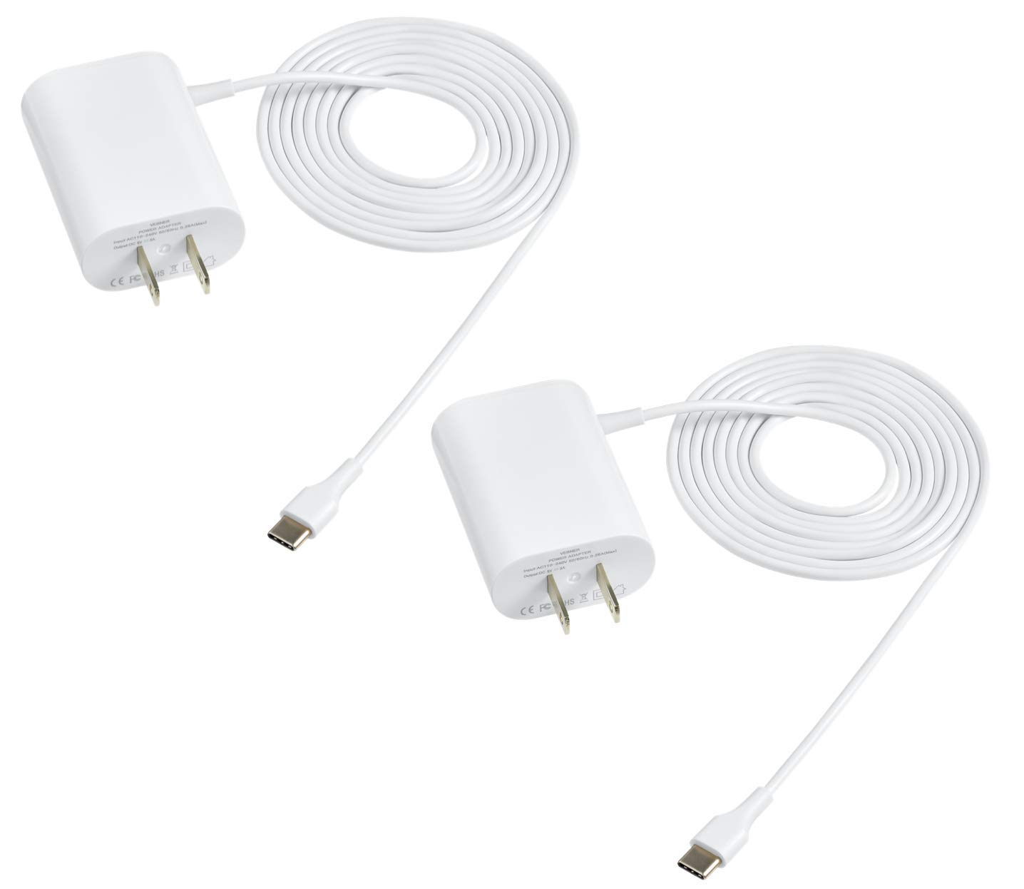 6ft USB Type C Power Adapter & Cable - Compatible with Google Mesh Home WiFi System (2 Pack) - Fast Charging for Home & Office Use