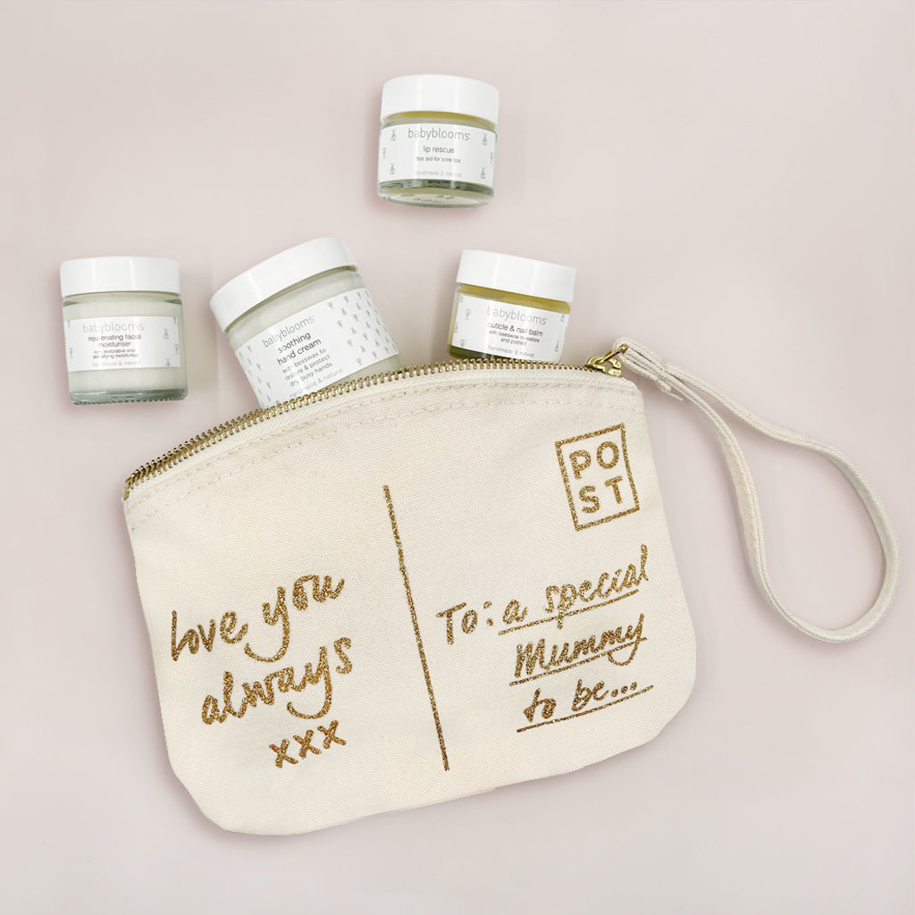 Pregnancy Announcement Postcard & Organic Skincare Gift Set - Perfect for Baby Shower, Gender Reveal & New Mom Care