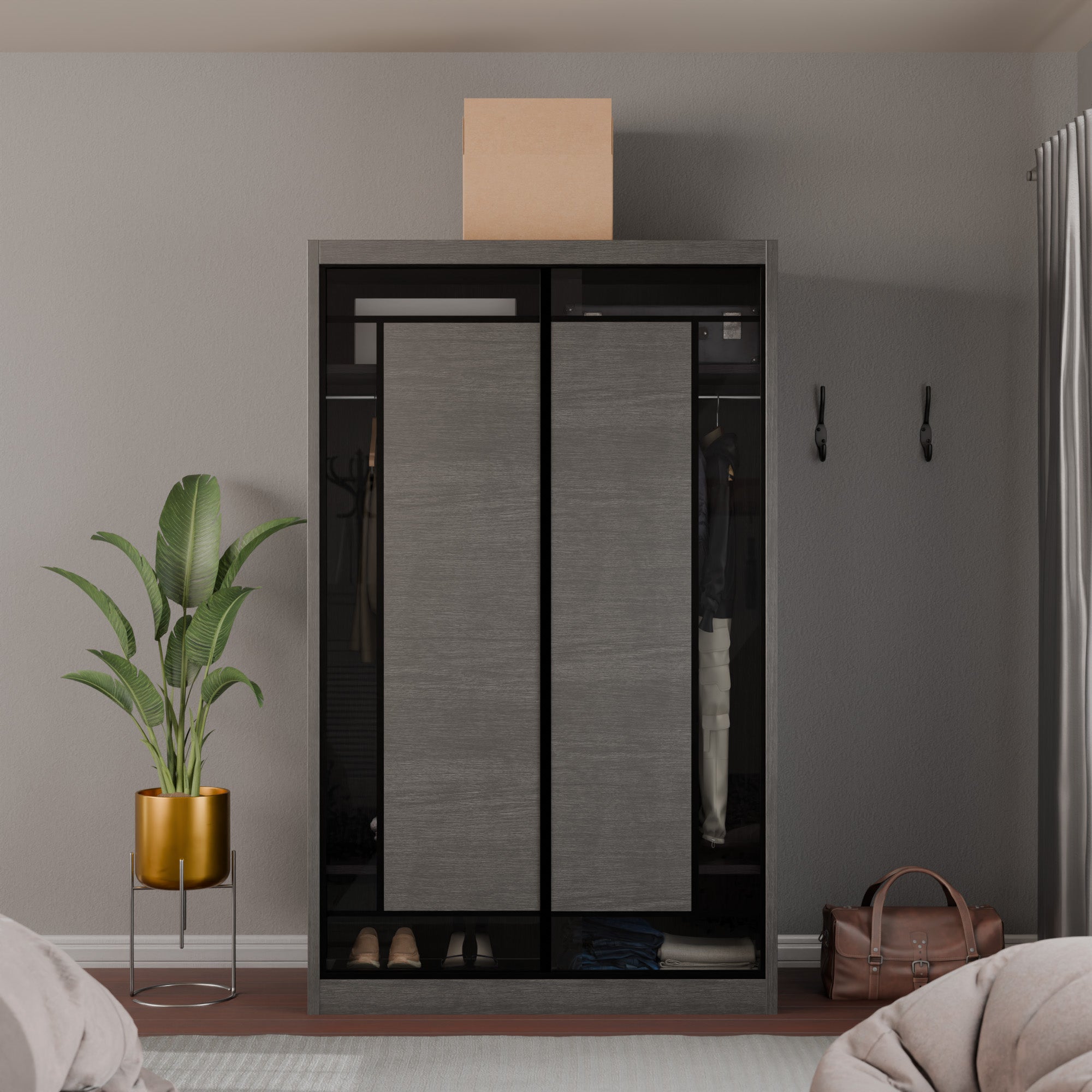 Josie Modular Wardrobe W02 - Customizable Closet Organizer with Adjustable Shelves & Hanging Rod - Perfect for Bedroom, Walk-in Closet & Dorm Room Storage Solutions