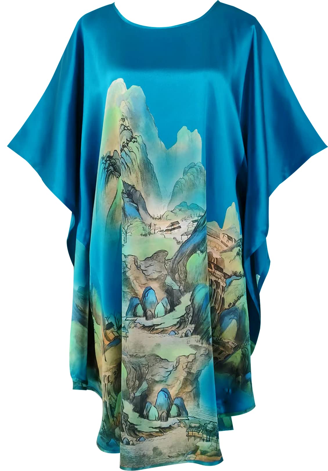 Luxury 100% Pure Silk Pajama Set for Women - Floral Print Silk Kimono Robe with Doll Sleeves - Elegant Sleepwear & Loungewear for Spa Days, Bridal Showers, and Relaxing Evenings at Home