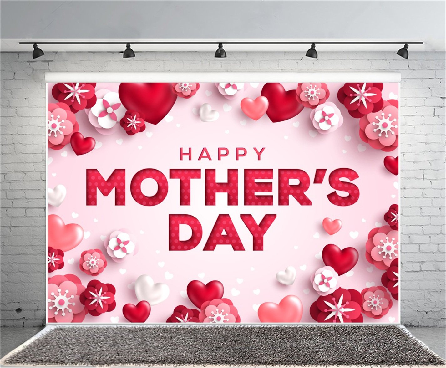 AOFOTO 5x3ft Happy Mother's Day Backdrop - Sweet Abstract Floral Photography Background for New Moms, Ladies & Grandmas - Artistic Portrait Party Decor, Photo Studio Props, Wallpaper - Perfect for Mother's Day Celebrations, Baby Showers & Family Portraits