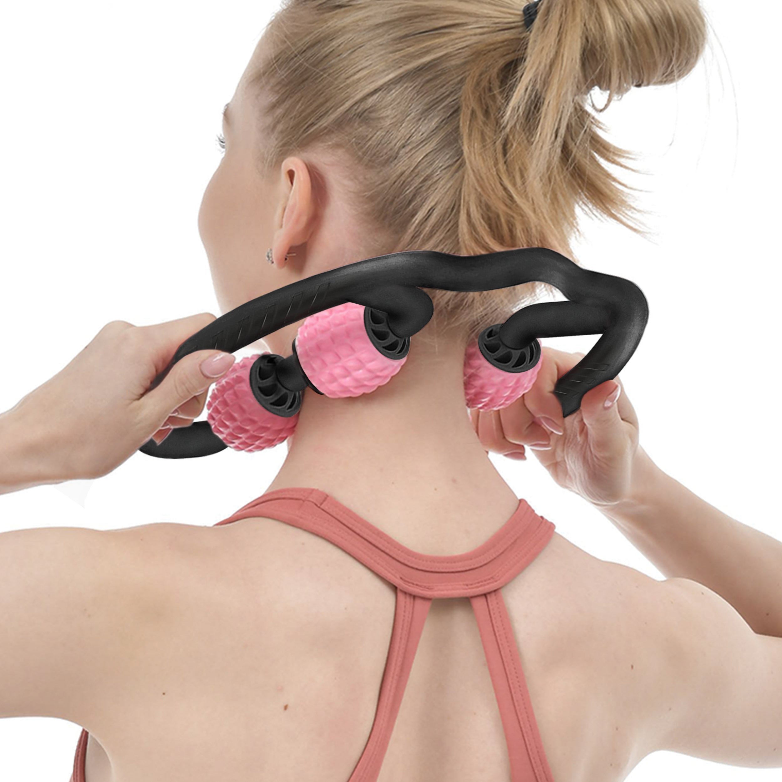 PRCTZ 4-Point Handheld Massage Foam Roller - Deep Tissue Muscle Massager for Pain Relief & Recovery - Perfect for Gym, Yoga, and Post-Workout Relaxation