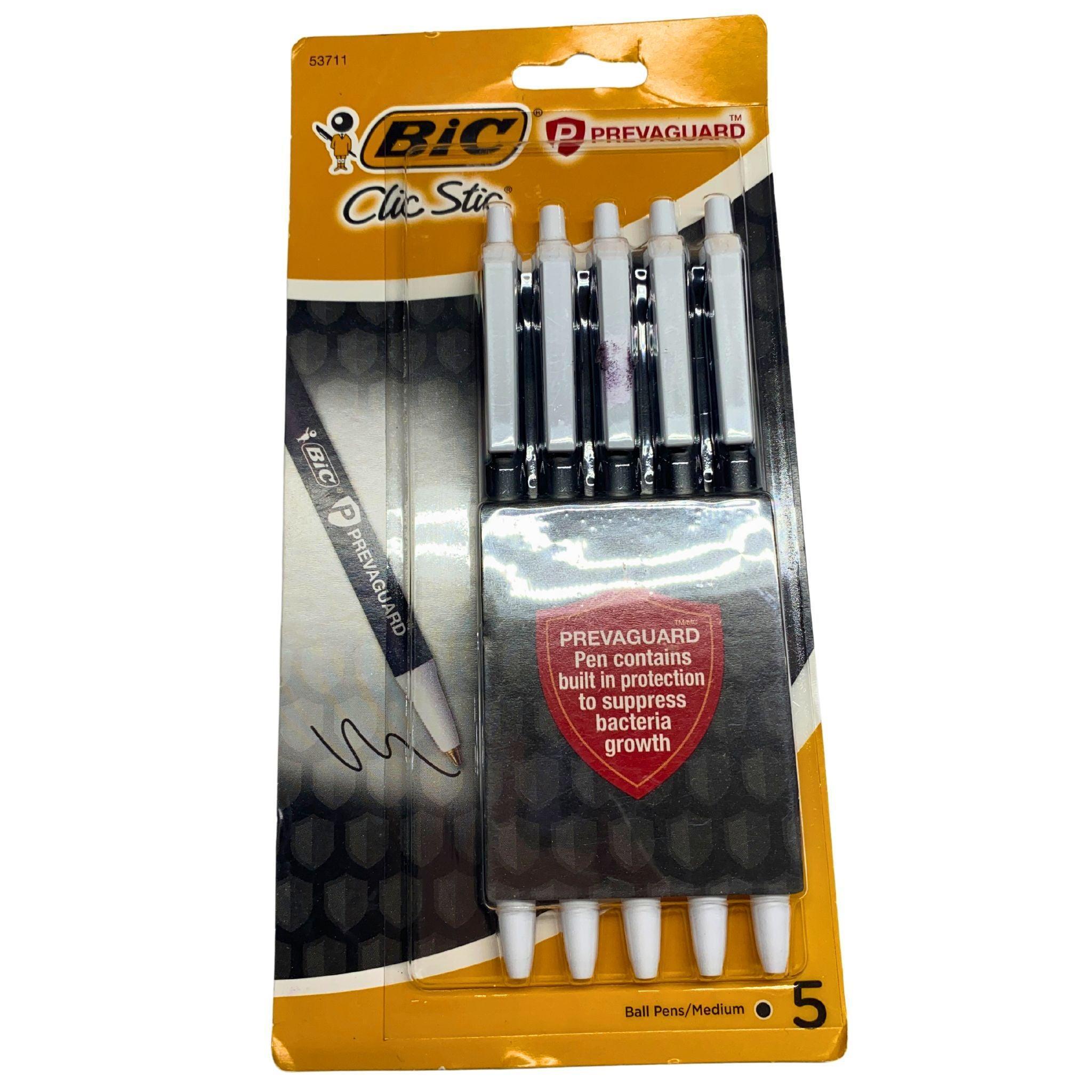 BIC Prevaguard Clic Stic Smooth Writing Medium Point Ballpoint Pens - 50 Pack (5 Pens x 10 Sets) - Ideal for Office, School & Home Use, Bulk Supplies for Businesses & Students