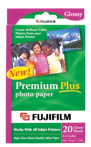 FujiFilm Premium Plus Glossy Photo Paper 4x6 Inches (20 Sheets) - High-Quality Inkjet Paper for Stunning Prints, Perfect for Photos, Scrapbooking & Home Decor