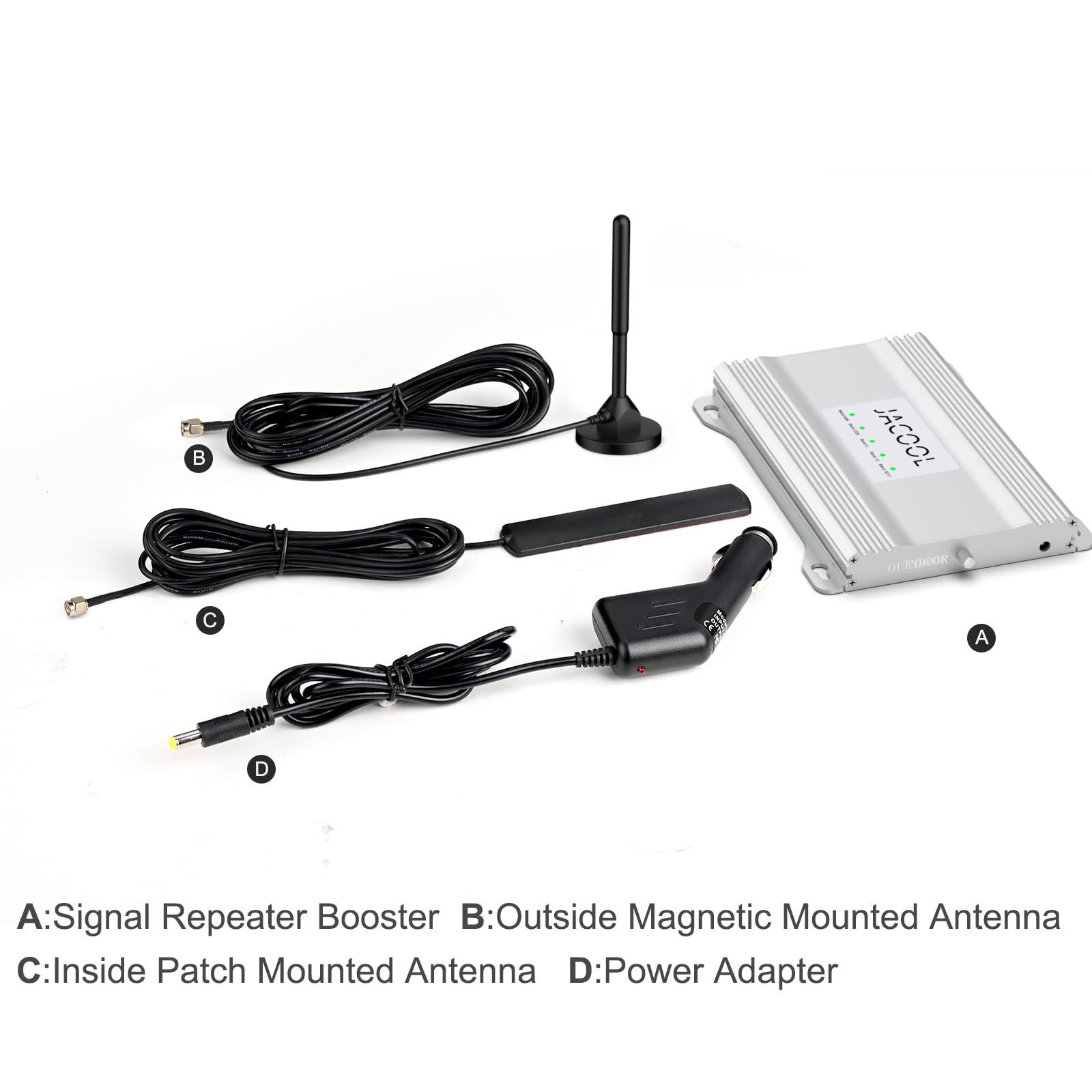 JACOOL 5G 4G LTE 3G Cell Phone Signal Booster for Truck, Car, RV, SUV & Trailer - Verizon, T-Mobile, AT&T & All Carriers - Supports Band 13,12,17,5,4,66,2,25 - Perfect for Road Trips, Camping & Remote Work