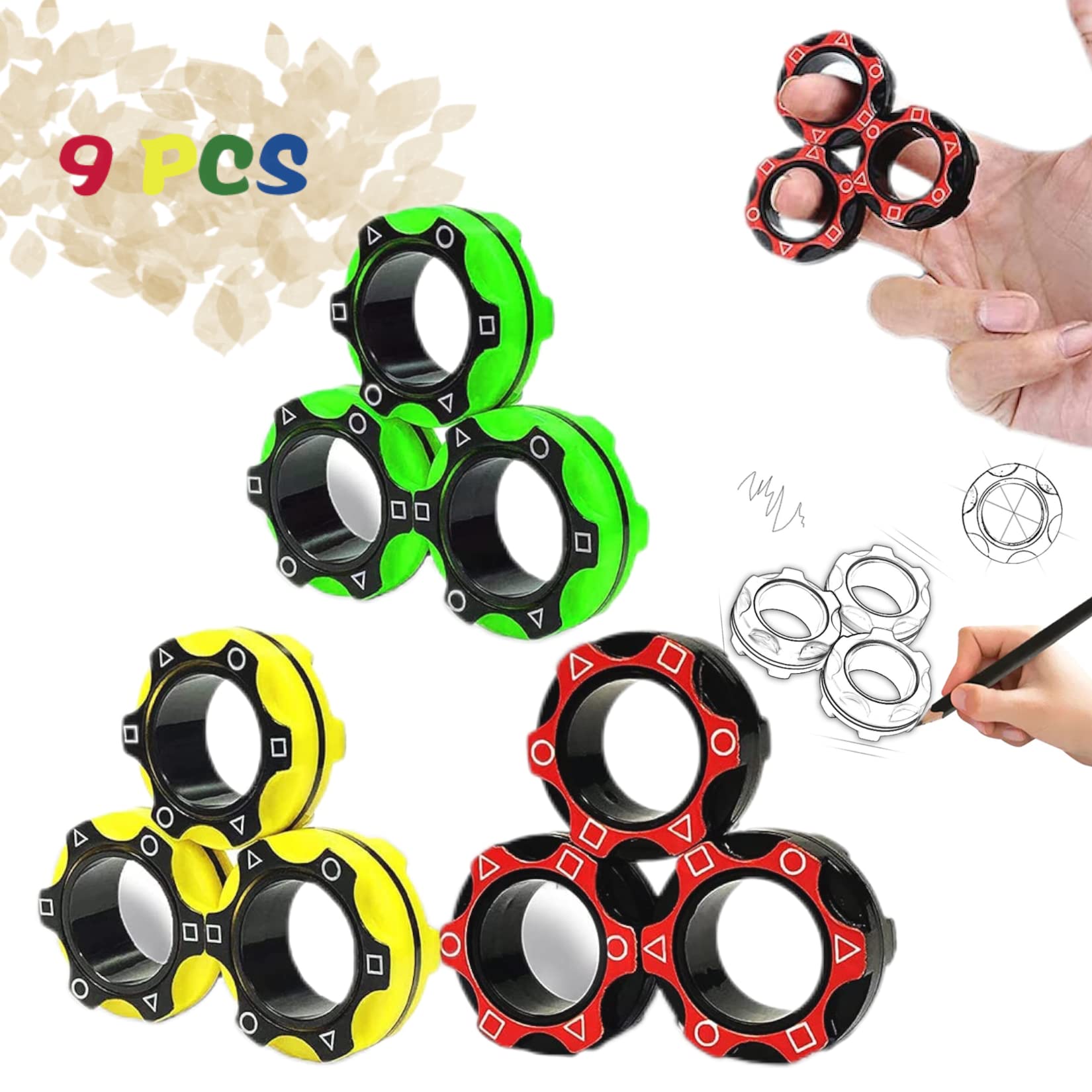 GLDYTIMES Magnetic Fidget Rings for Stress Relief - N45 Strong Magnetic Spinner Toys for Adults & Kids - Anxiety Relief, Focus & Sensory Play - Perfect for Office, School & Travel