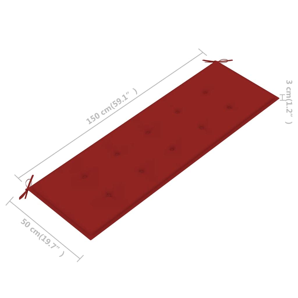 CHARMMA Waterproof Outdoor Garden Bench Cushion - Red 59.1