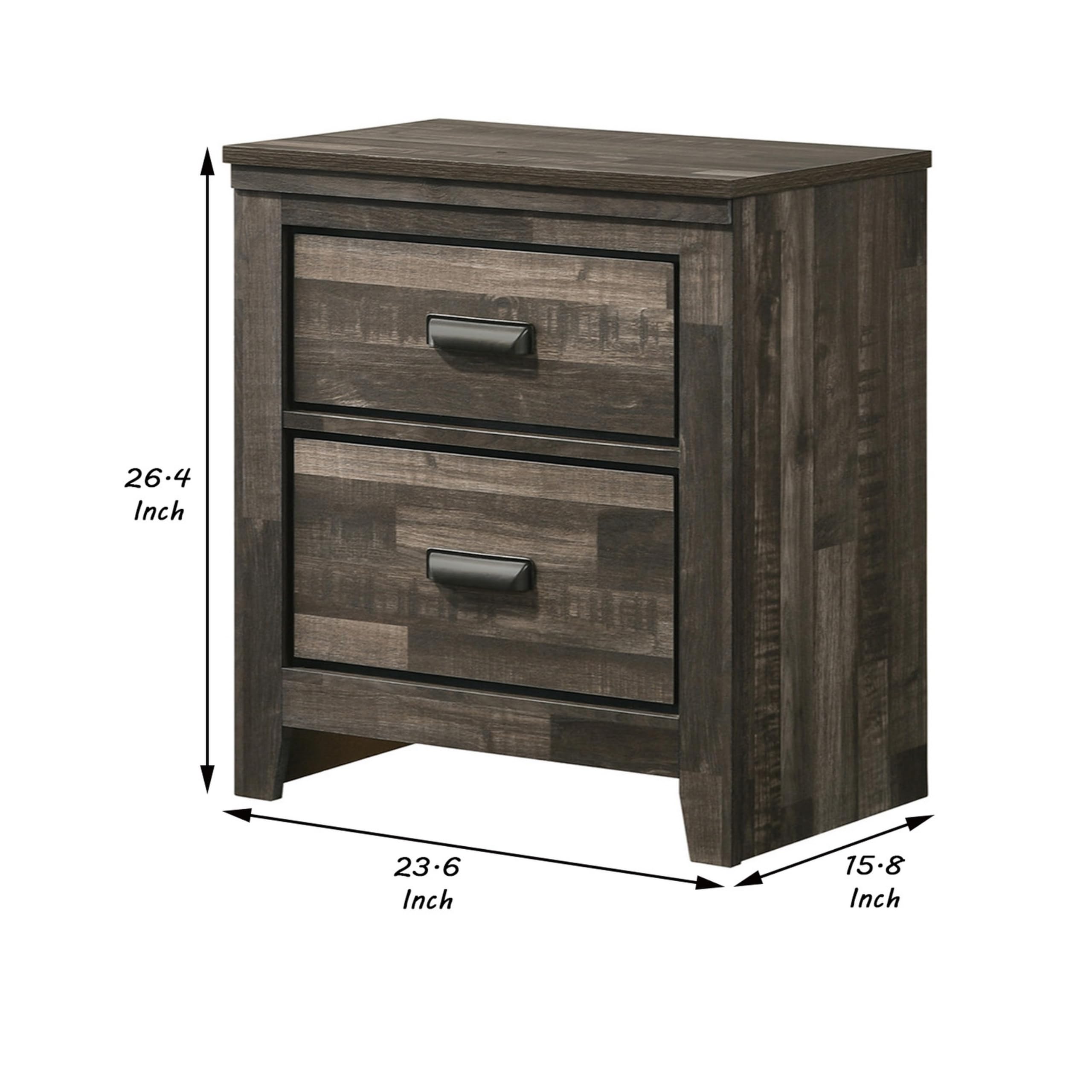 Benzara BM241274 Night Stand with 2 Drawers - Solid Wood Butcher Block Design Bedside Table in Brown - Perfect for Bedroom, Living Room, or Guest Room Storage