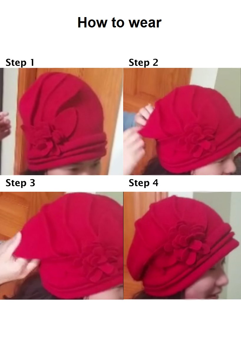 Warm Wool Cloche Winter Hat for Women - Stylish Slouch Bucket Hat with Floral Design | Perfect for Cold Weather & Outdoor Activities