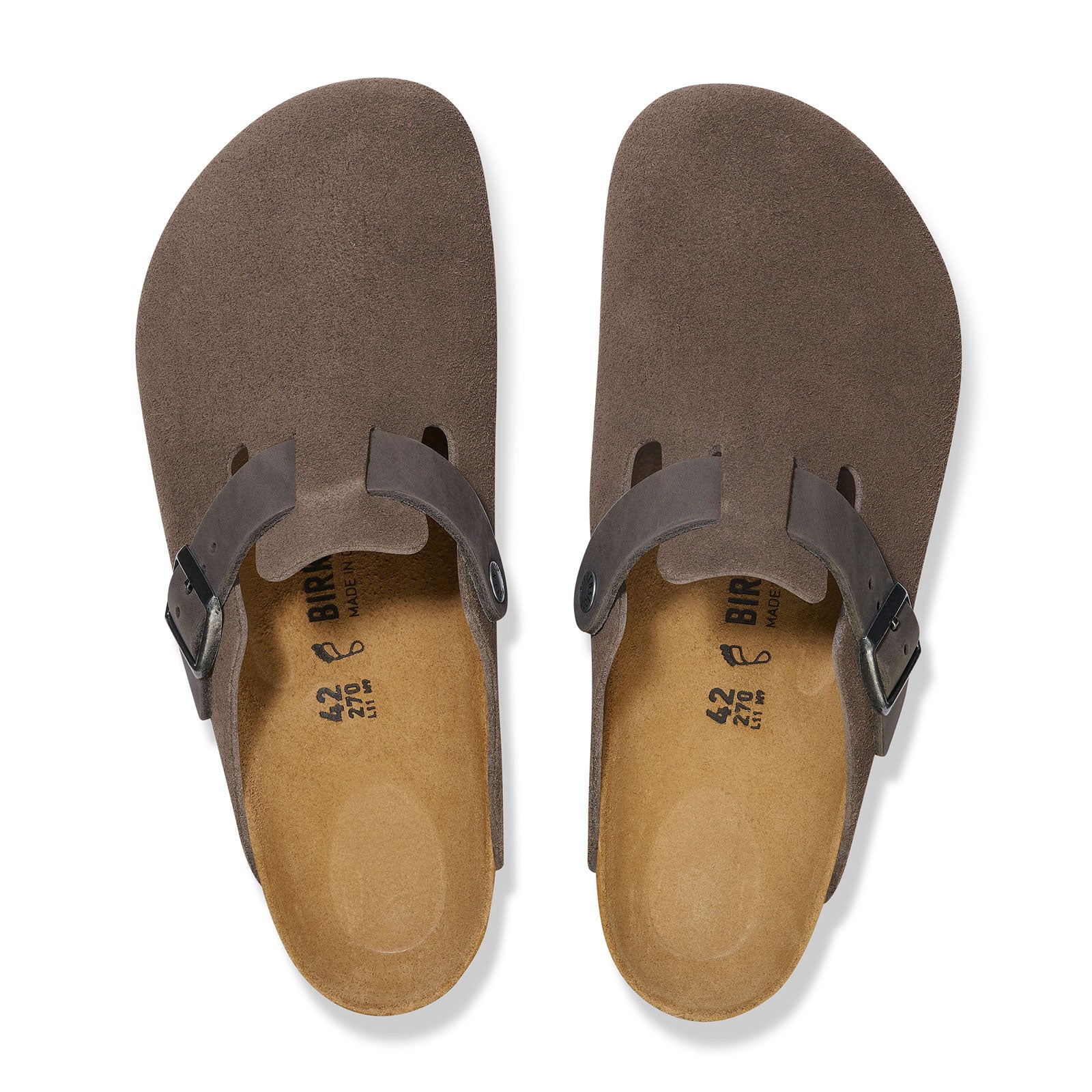 Birkenstock Boston Clog for Men - Comfortable Suede Leather Sandals in Concrete Gray/Iron | Slip-Resistant Sole | Perfect for Casual Wear, Home & Office