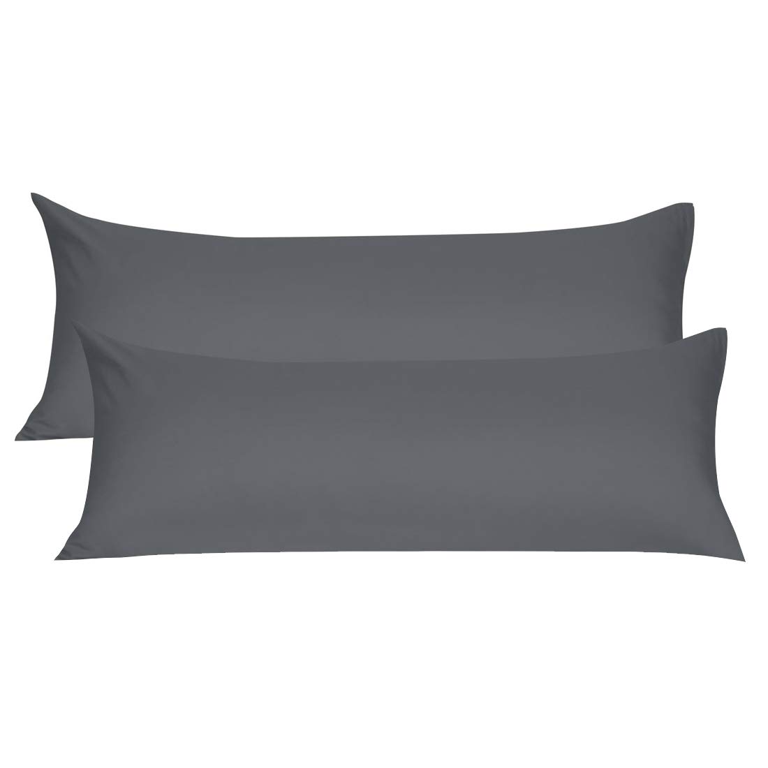 PiccoCasa 2 Pack Luxury 1800 Microfiber Body Pillow Cover with Zipper Closure - Fits 20x48 Inch Pillows, Soft Grey & Charcoal - Perfect for Sleeping, Lounging, and Home Decor
