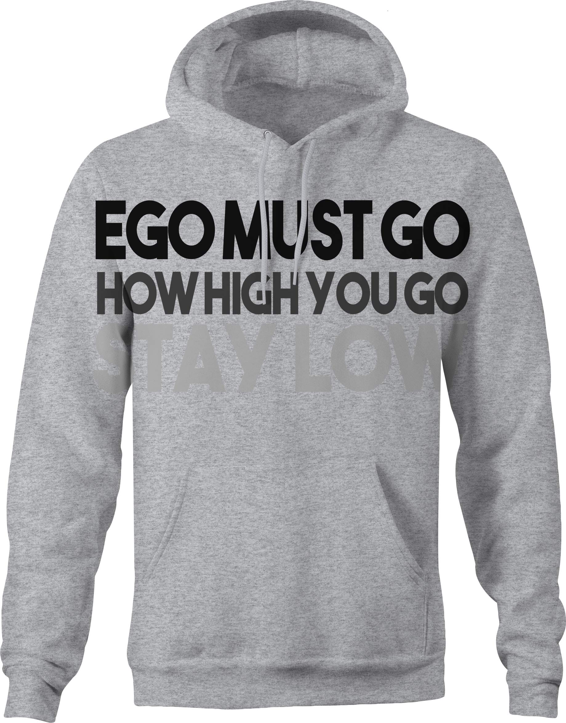 Ego Must Go Hoodie - Men's Large Gray Motivational Sweatshirt for Confidence & Humility | Perfect for Gym, Workout & Casual Wear