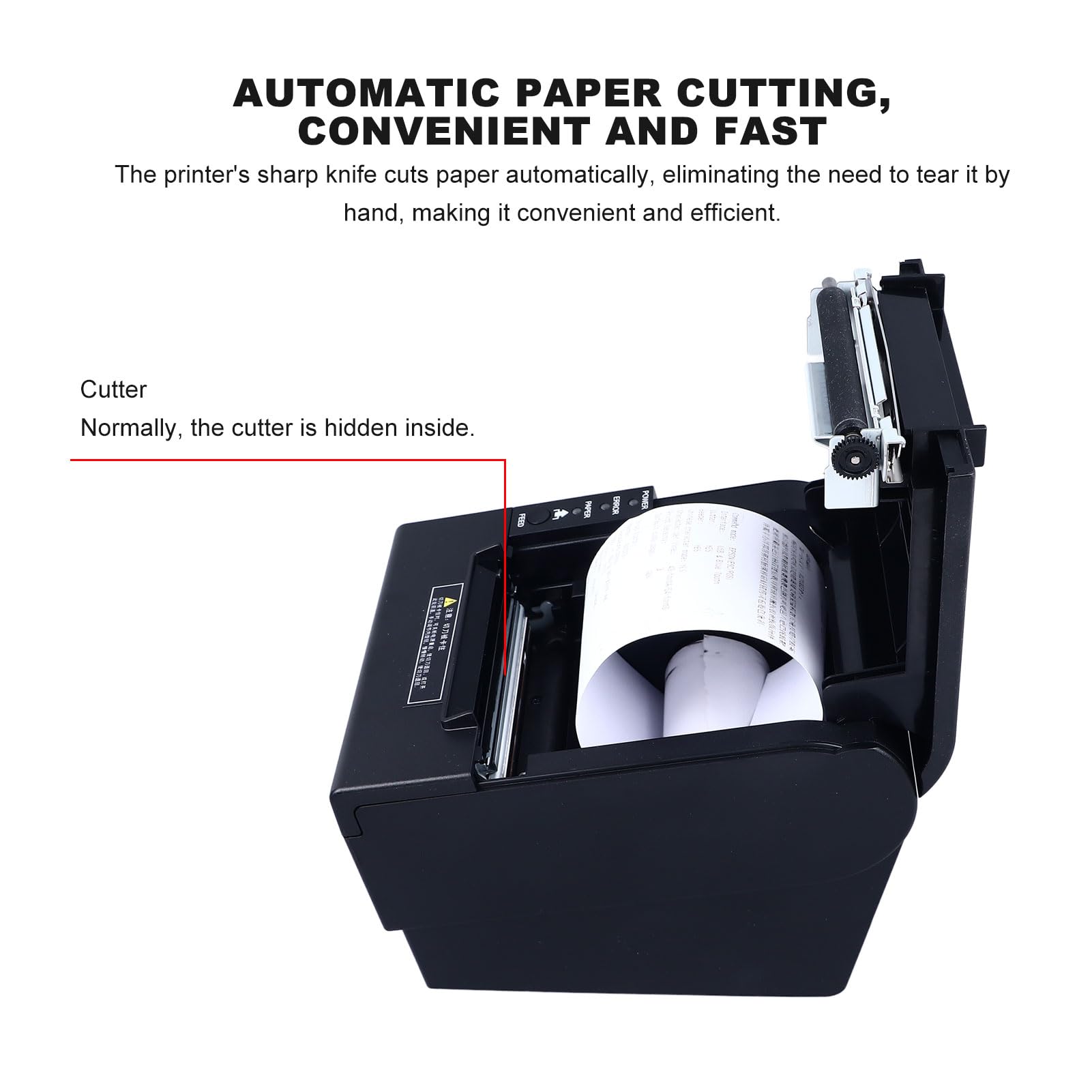 Syrisora 80mm Thermal POS Printer - USB & Bluetooth Receipt Printer for Restaurant, Kitchen, Retail with Auto Cutter - 100-240V US Plug - Ideal for Fast Food, Coffee Shops & Small Businesses