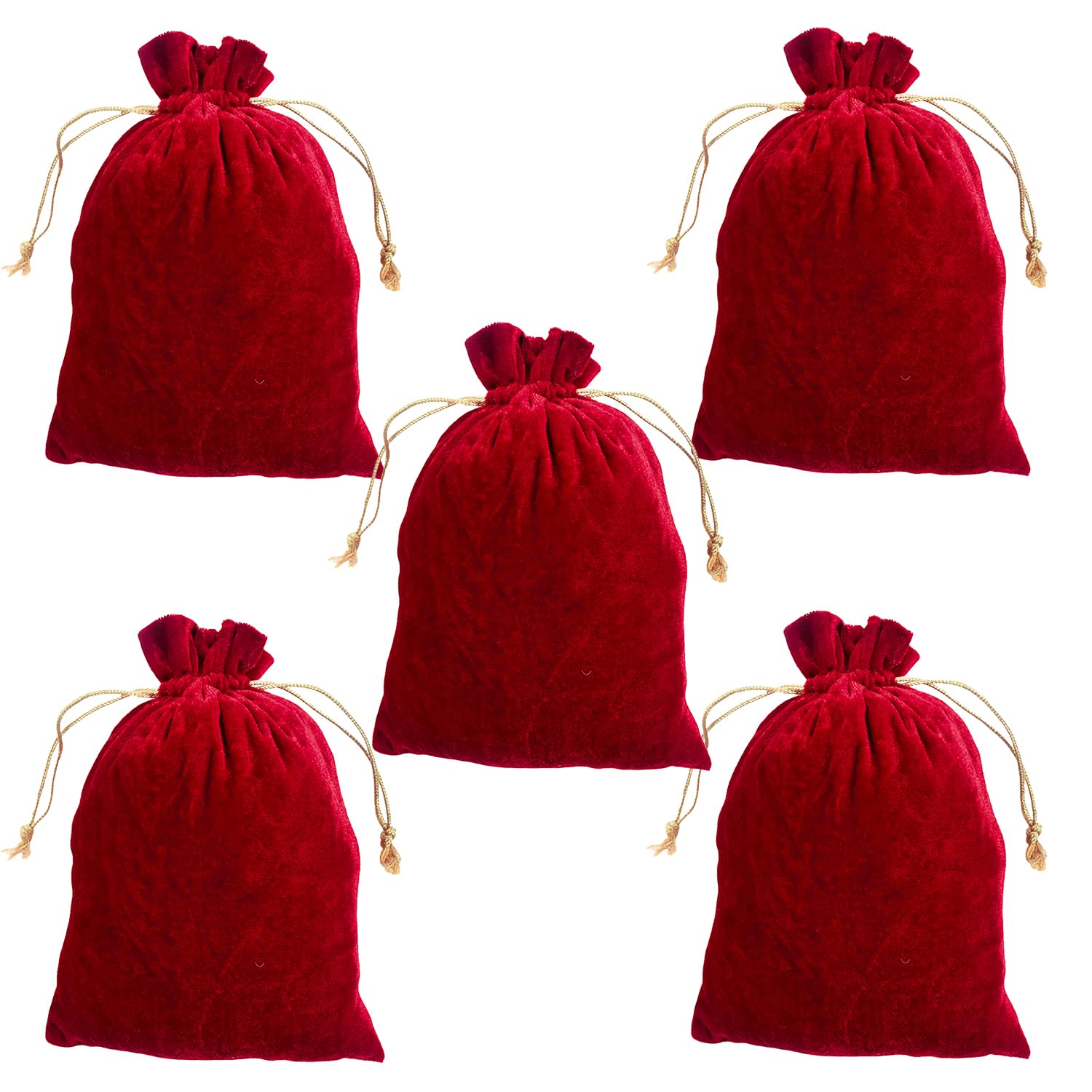 10 Pack Velvet Potli Bags for Wedding Return Gifts - 7x9 Inch Maroon Jewelry Pouch, Dry Fruit Gift Bags, Women's Accessory Handbag - Perfect for Bridal Shower, Mehndi & Anniversary Celebrations