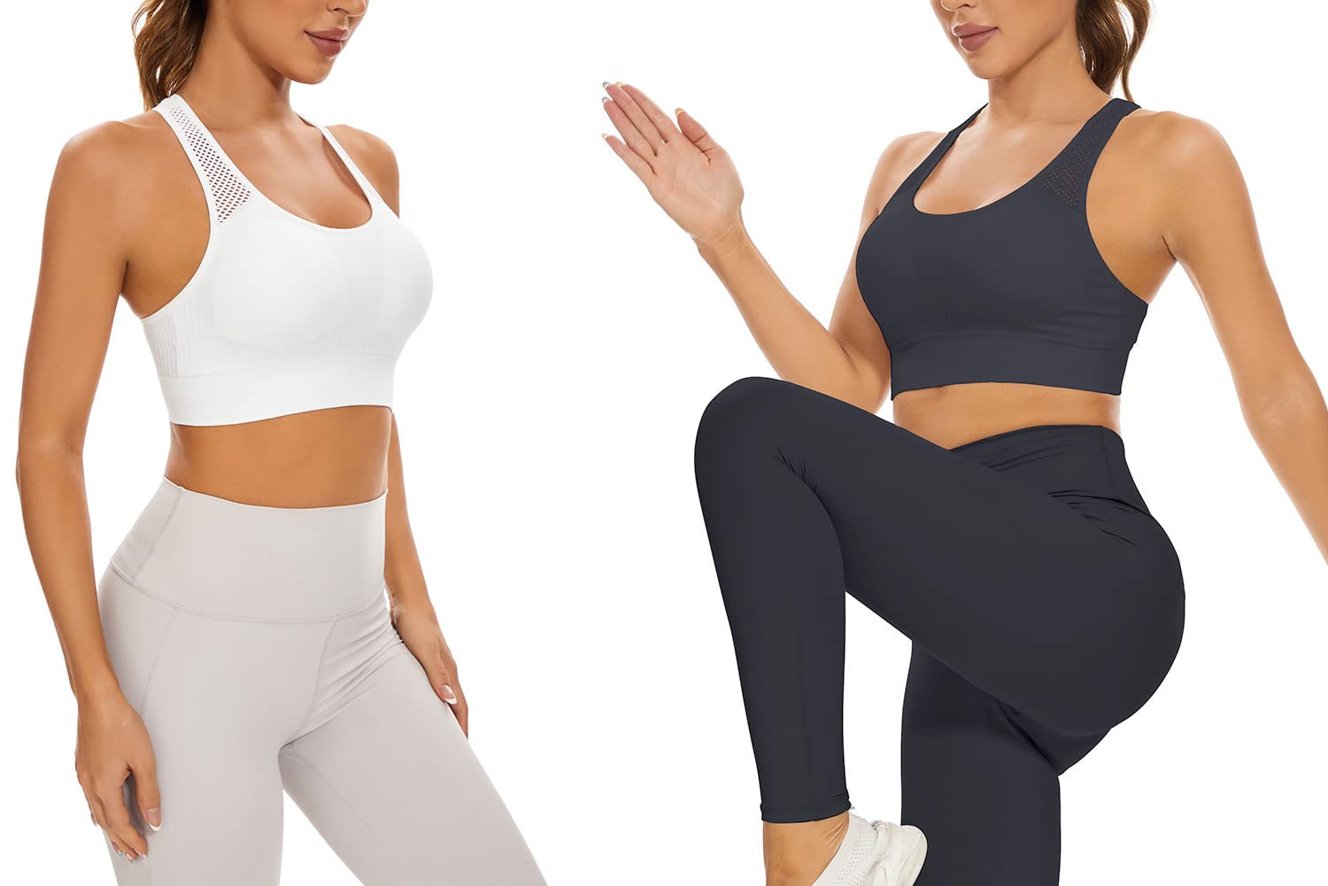 SEGRILA Women's High Support Sports Bra - Padded Racerback Workout Top with Breathable Mesh Straps for Yoga, Running, Gym & Fitness Training