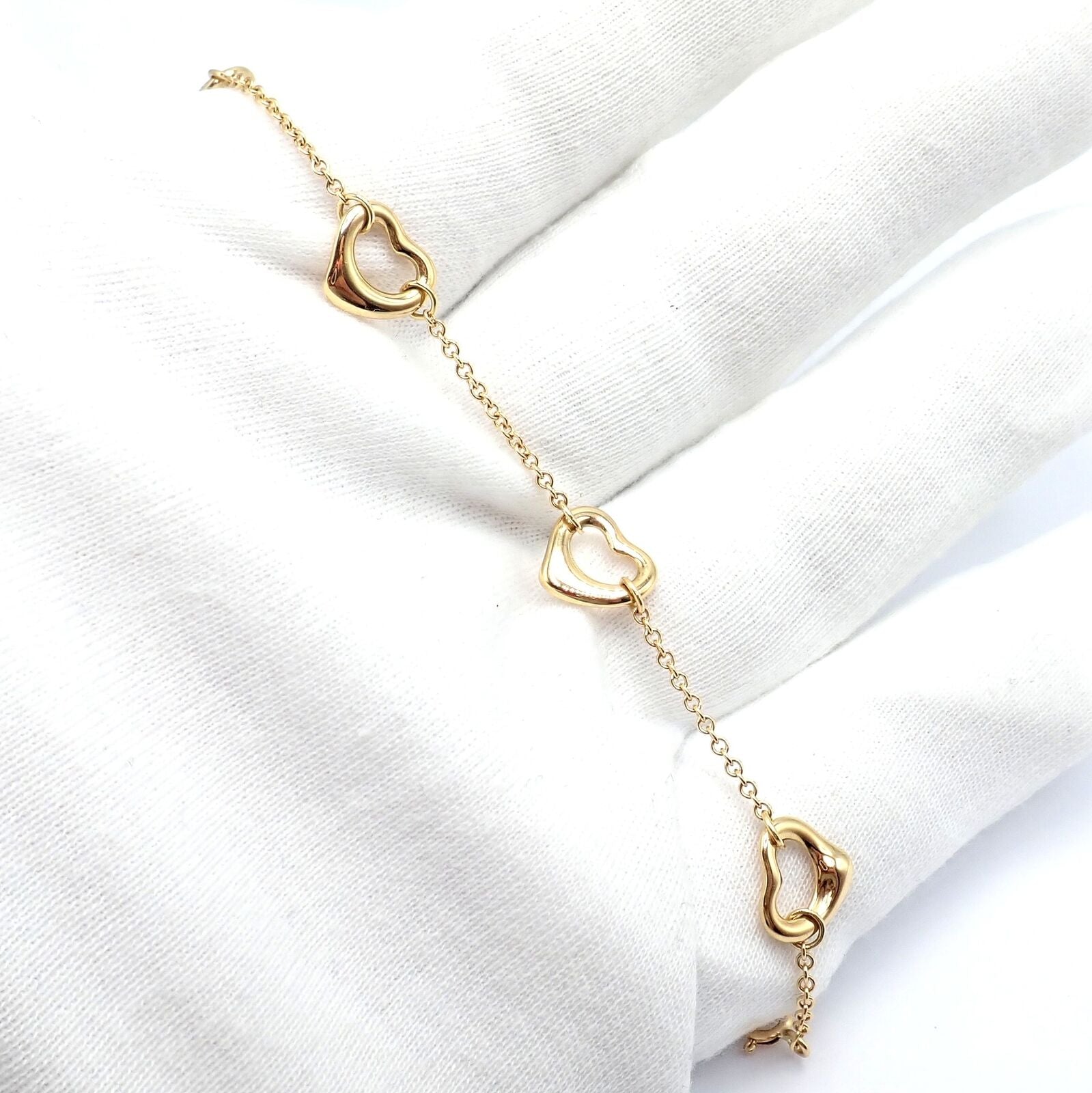 Vintage Tiffany & Co. 18k Yellow Gold Peretti 5 Loving Heart Bracelet - Elegant Jewelry Gift for Women, Anniversary & Special Occasions