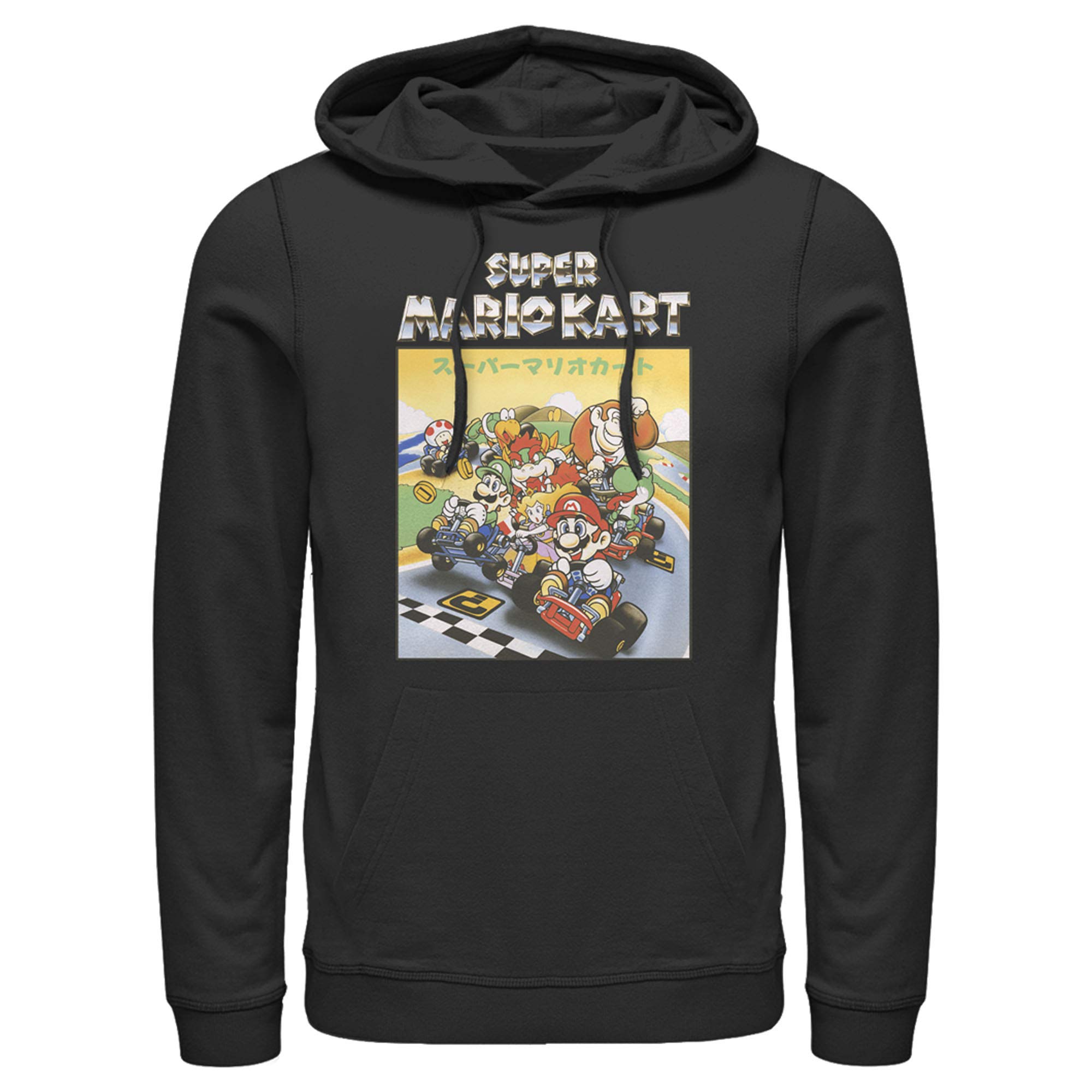Nintendo Mario Kart Retro Logo Men's Pullover Hoodie - Classic Gaming Sweatshirt for Casual Wear & Cosplay