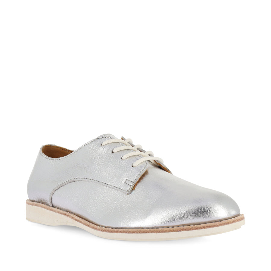 DERBY SUPER SOFT SILVER LEATHER SHOES - Women's Comfortable Casual Loafers for Work & Everyday Wear | Perfect for Office, Walking & Travel