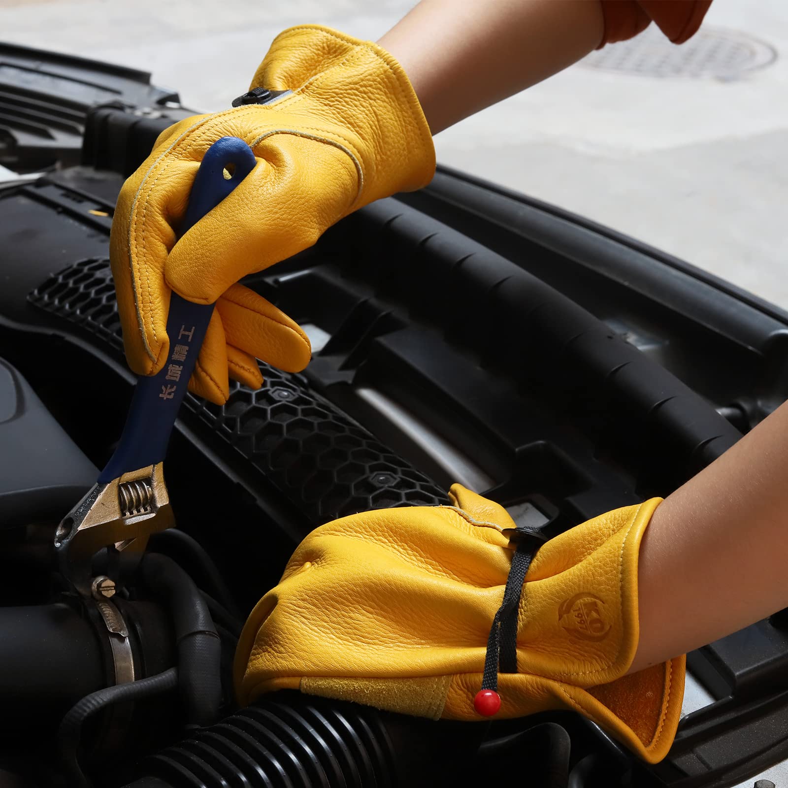 Durable Cowhide Work Gloves - Puncture & Cut Resistant for Gardening & Labor