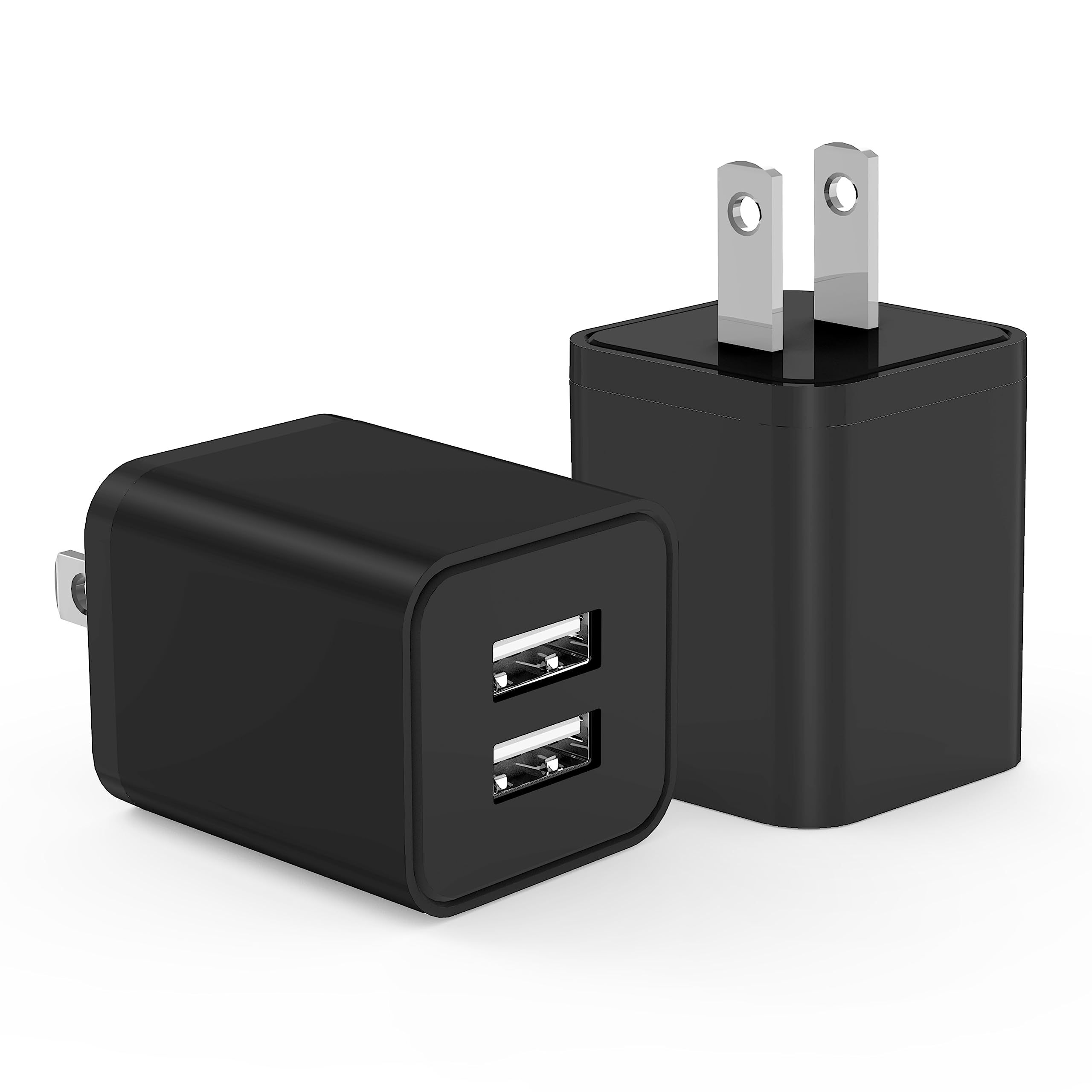 Cabepow [2-Pack] Dual Port USB Wall Charger 5V 2.4A Fast Charging Block Adapter - Compatible with iPhone 13/12/11/XS/XR/8/7/6, iPad Pro/Air/Mini, Samsung Galaxy S9/S8/S7 (ETL Certified) - Perfect for Home, Office & Travel Charging
