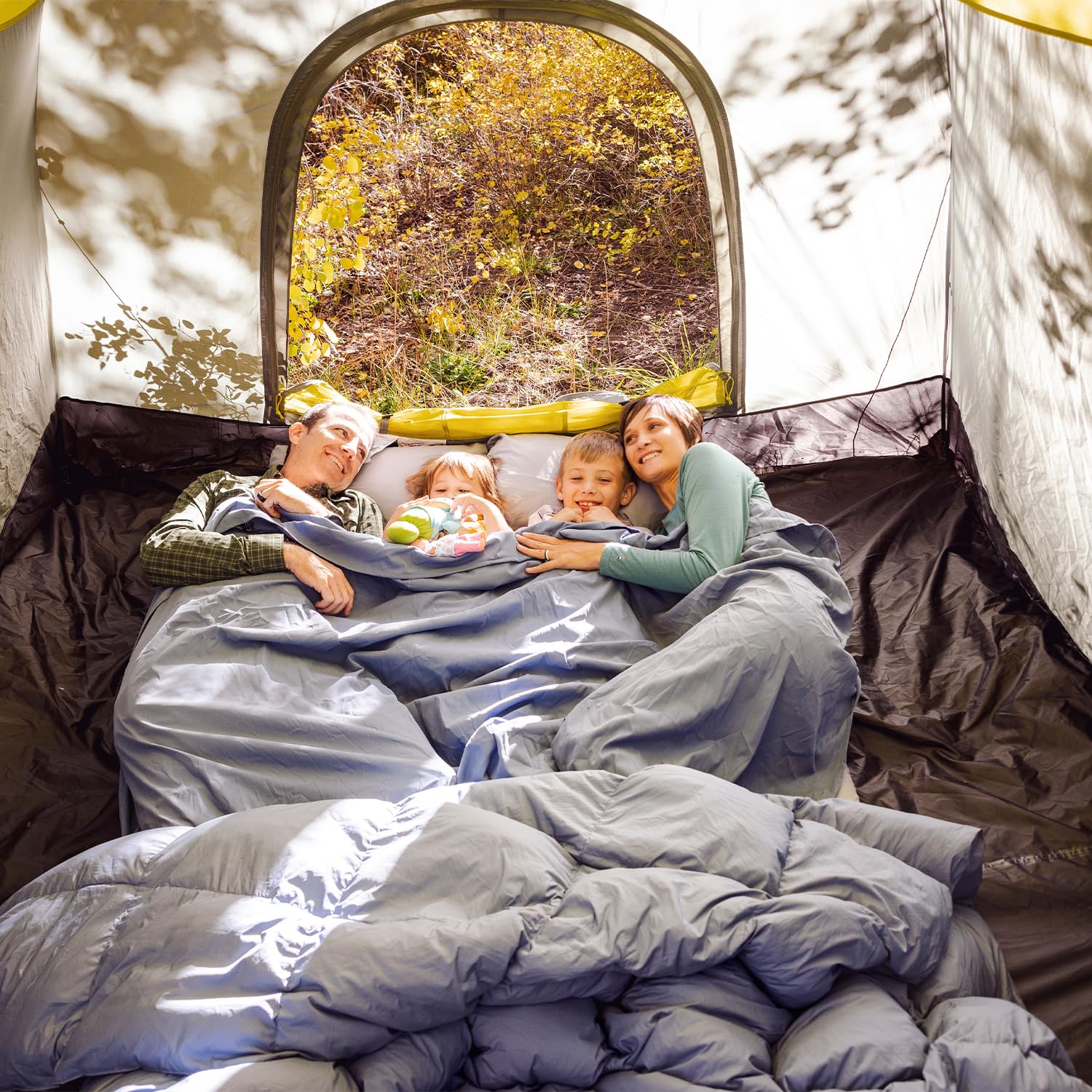 HEST Single Top Sheet - Compatible with Single Down Comforter - Soft & Cozy Camping Sheet for Outdoor Adventures - Non-Slip Tucked Corner Flaps & Toggles - 58