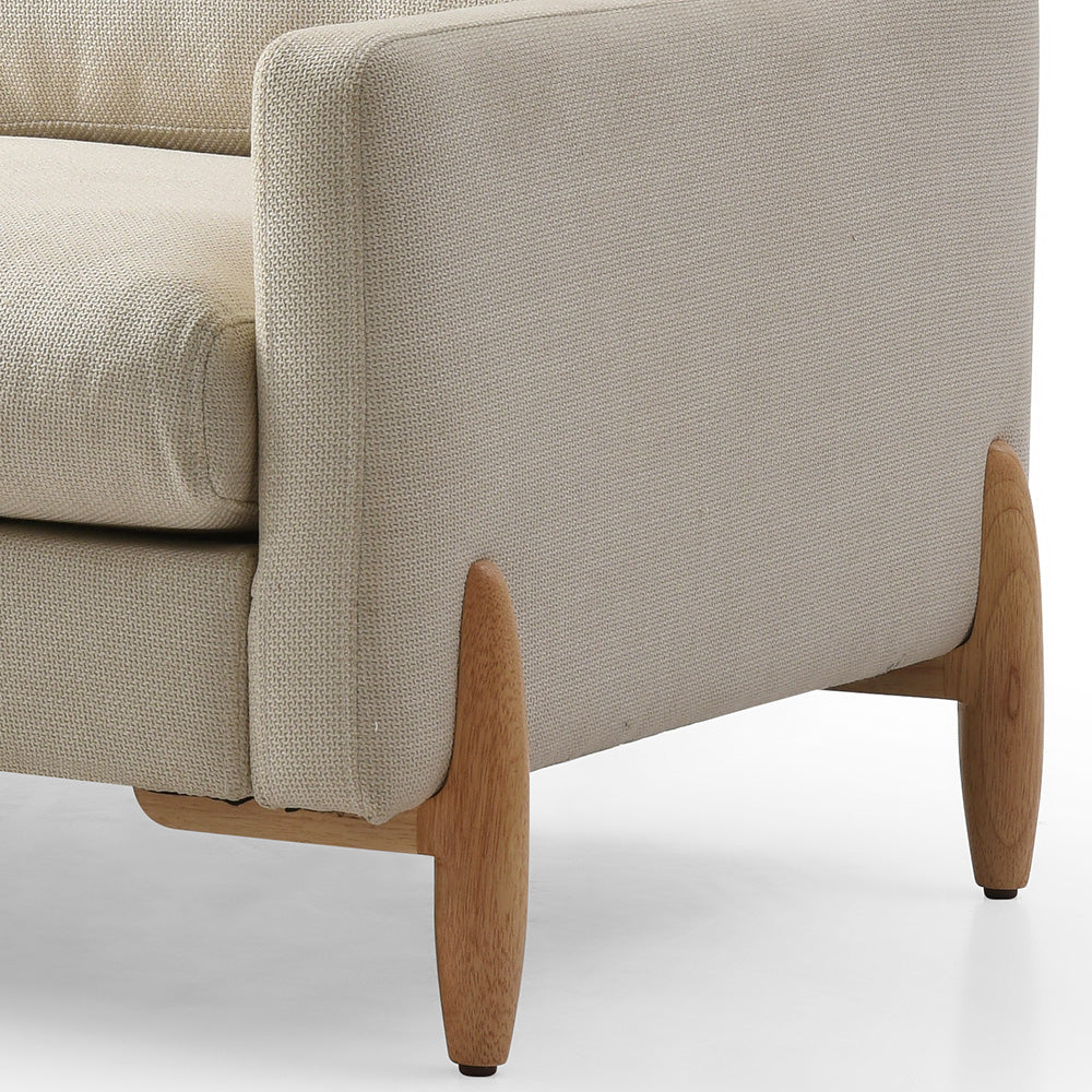 VIENNA 3 Seater Sofa - Modern Beige Fabric Couch with Oak Wood Legs | Comfortable Living Room Furniture for Small Spaces & Apartments