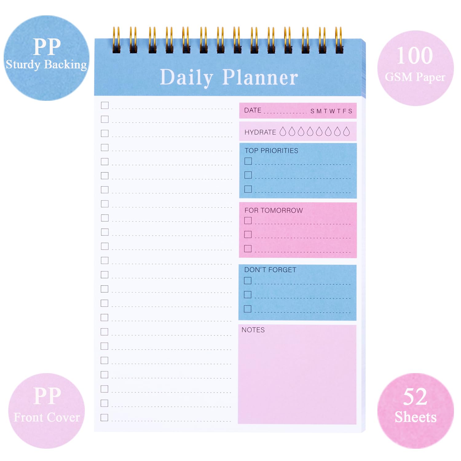 Premium Do List Notepad - 52 Sheets Undated Planner, 5.2