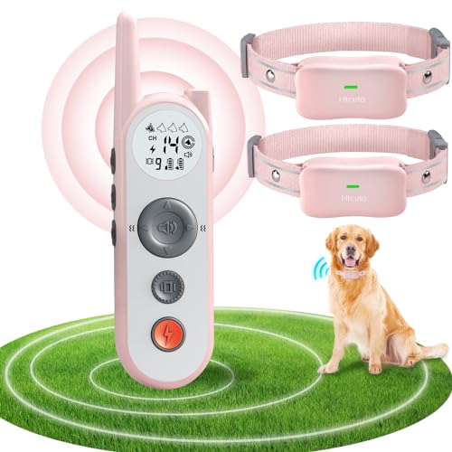 2 Pack Pink Dog Training Collar with Remote - Waterproof & Adjustable for Small to Medium Dogs - Perfect for Outdoor Walks, Training & Obedience Control