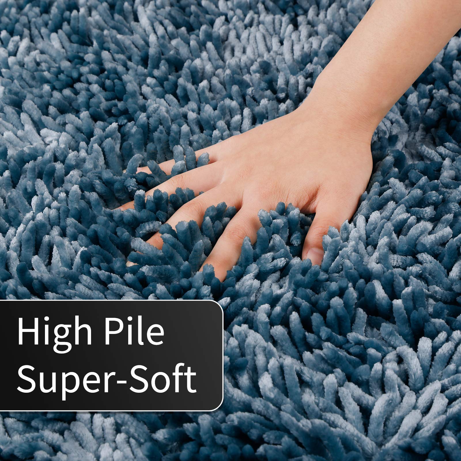 Yimobra Soft Shaggy Bath Mat 36 x 24 Inch - Super Absorbent Non-Slip Bathroom Rug, Quick Dry Machine Washable Microfiber Shower Mat for Floor & Tub - Light Blue - Perfect for Cozy Bathrooms & Spa-Like Showers