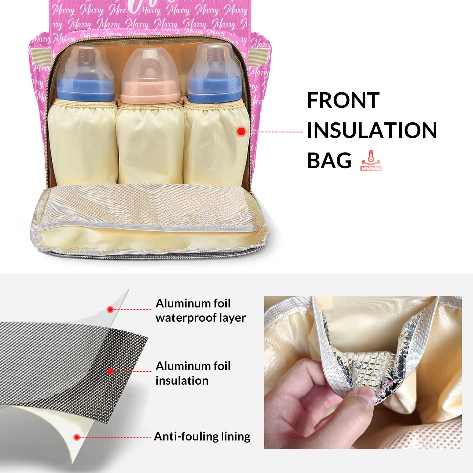 Personalized Large Capacity Waterproof Diaper Backpack for Baby Boys & Girls - Custom Name Diaper Bag with Multiple Pockets, Fashionable Shoulder Bag for Moms - Perfect for Daycare, Travel, and Everyday Use