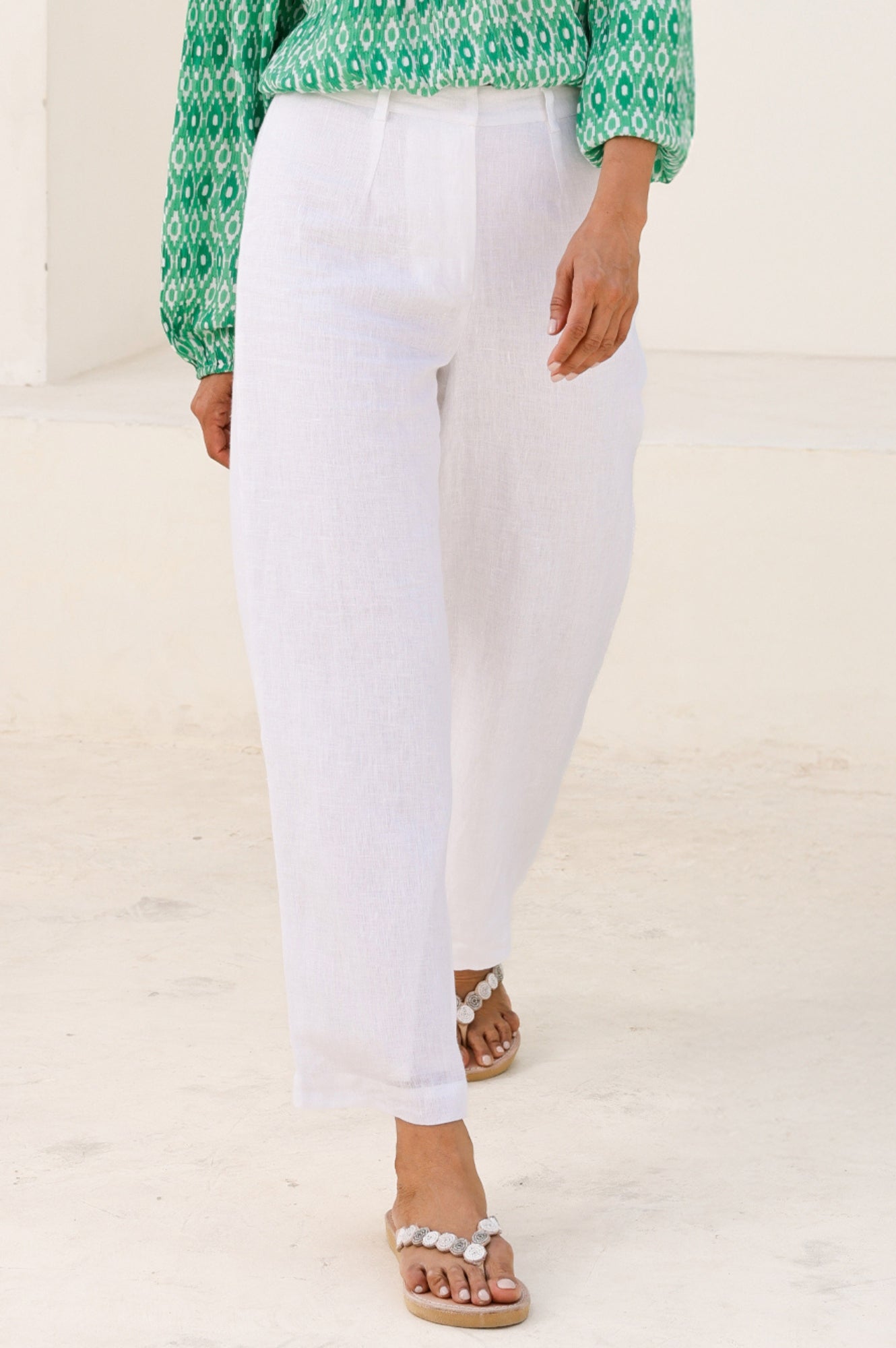 Wide Leg Linen Cropped Trousers for Women | Breathable Summer Pants | White Casual Pants | Perfect for Beach, Office & Vacation Outfits