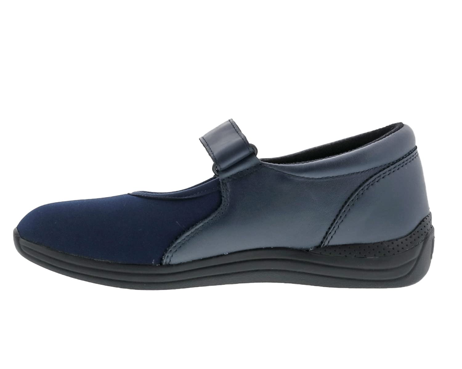 **Drew Shoes Magnolia 14326 Women's Comfortable Casual Shoes – Navy/Combo Leather & Lycra – Size 8.5 Wide (D) – Velcro Closure – Perfect for Walking, Travel & Everyday Wear**