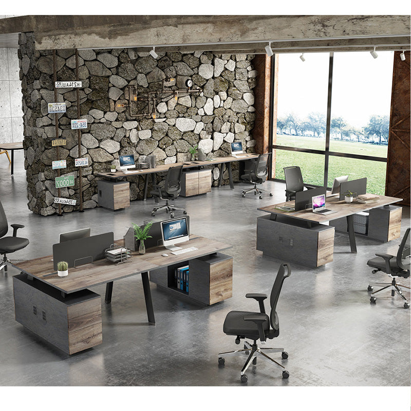 ARTO Single Workstation Desk with Right Cabinet - 1.2M Warm Oak & Black Finish - Perfect for Home Office, Study Room or Small Workspace