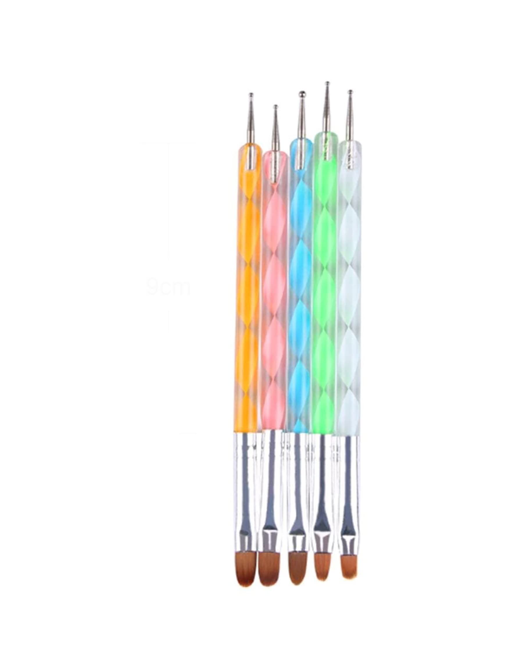 5-Piece Plastic Dotting Tool Set with Small Brushes for Nail Art, Painting & DIY Crafts – Professional Dotting Tools for Artists & Beginners – Ideal for Nail Design, Canvas Painting & Handmade Crafts