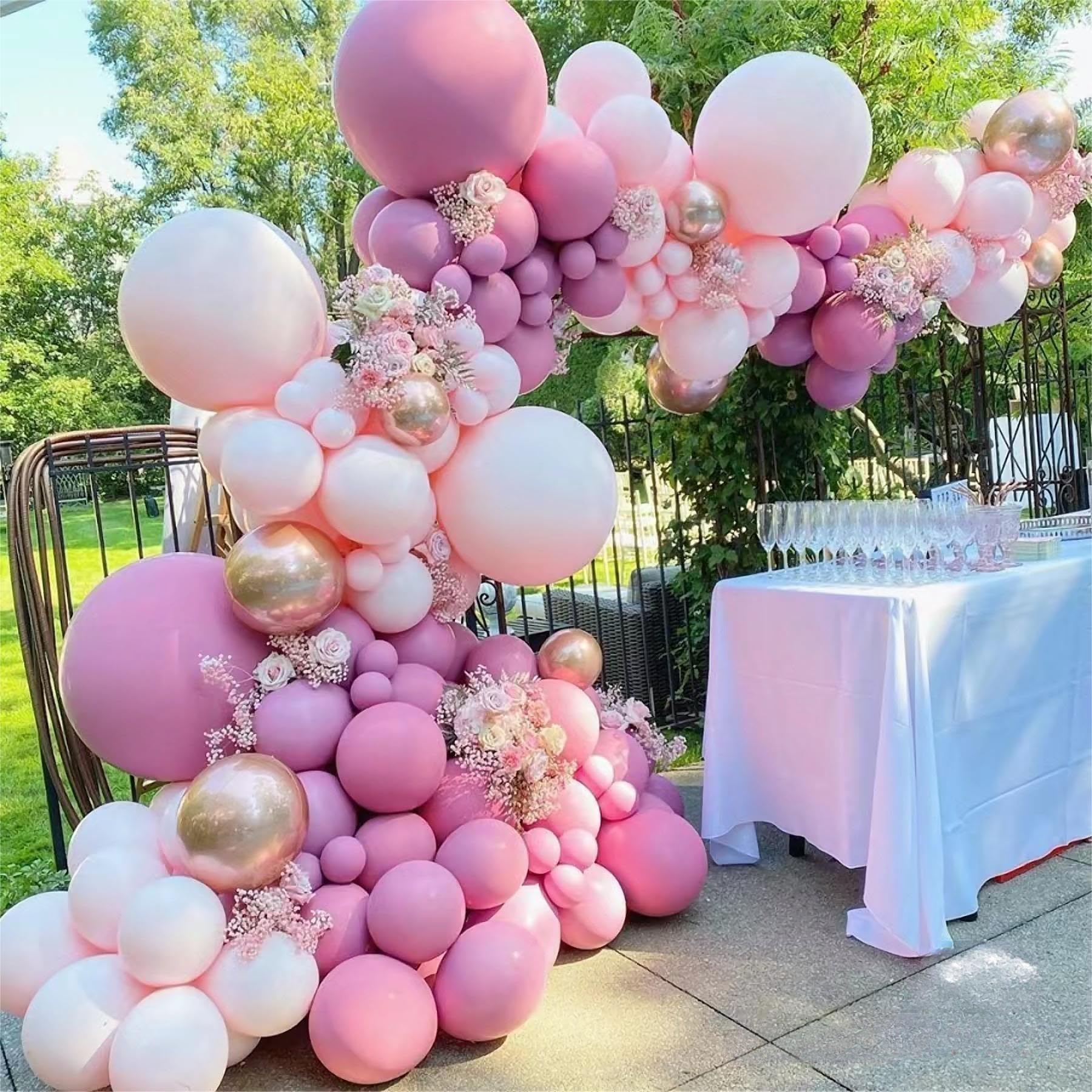 MOXMAY 146Pcs Rose Gold Pink Champagne Balloon Garland Arch Kit - 18,12,10,5 Inch Latex Balloons for Wedding Backdrop, Birthday Party Decorations, Graduation Ceremony - Perfect for Baby Showers, Bridal Showers & Anniversary Celebrations