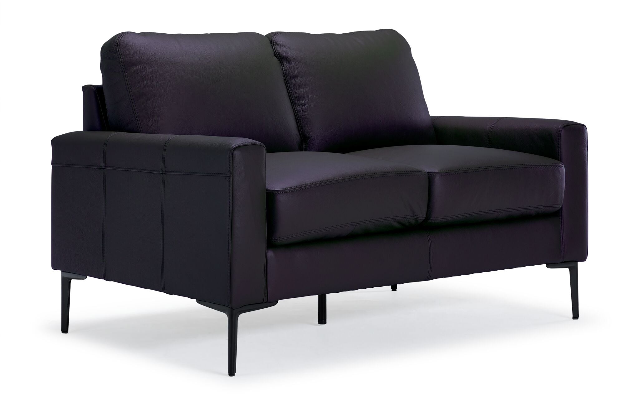 Premium Chito Leather Loveseat Sofa - Modern Raven Black Faux Leather Couch for Living Room, Office, or Lounge - Comfortable 2-Seater with Sturdy Frame