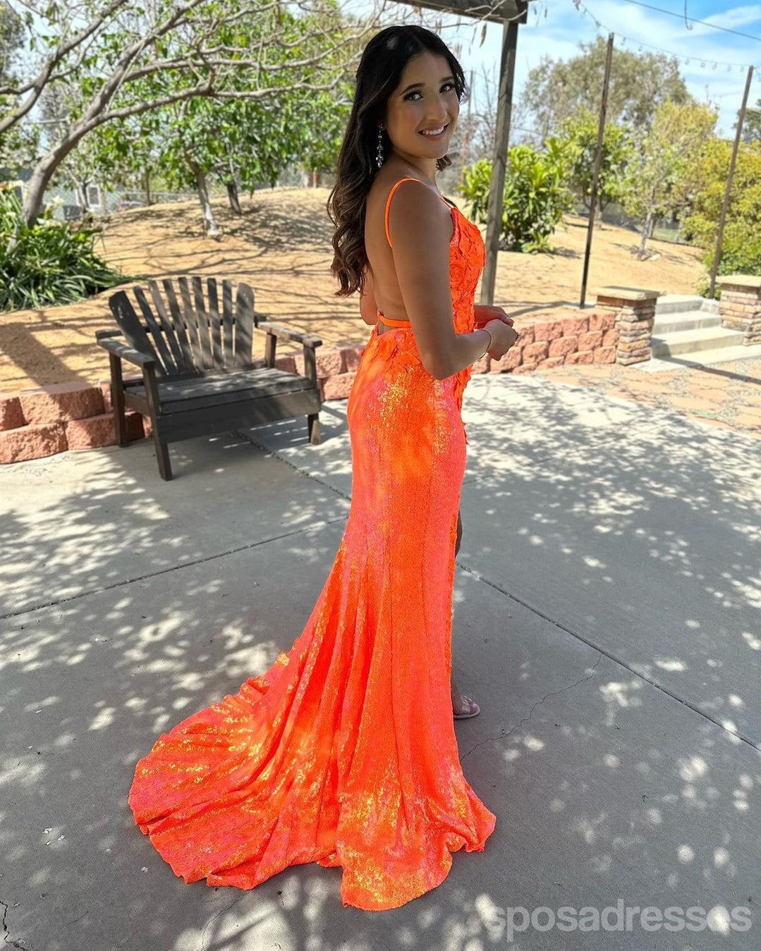 Elegant Orange Mermaid Maxi Long Prom Dress for Women - Formal Evening Gown for Parties, Homecoming, Weddings & Special Occasions