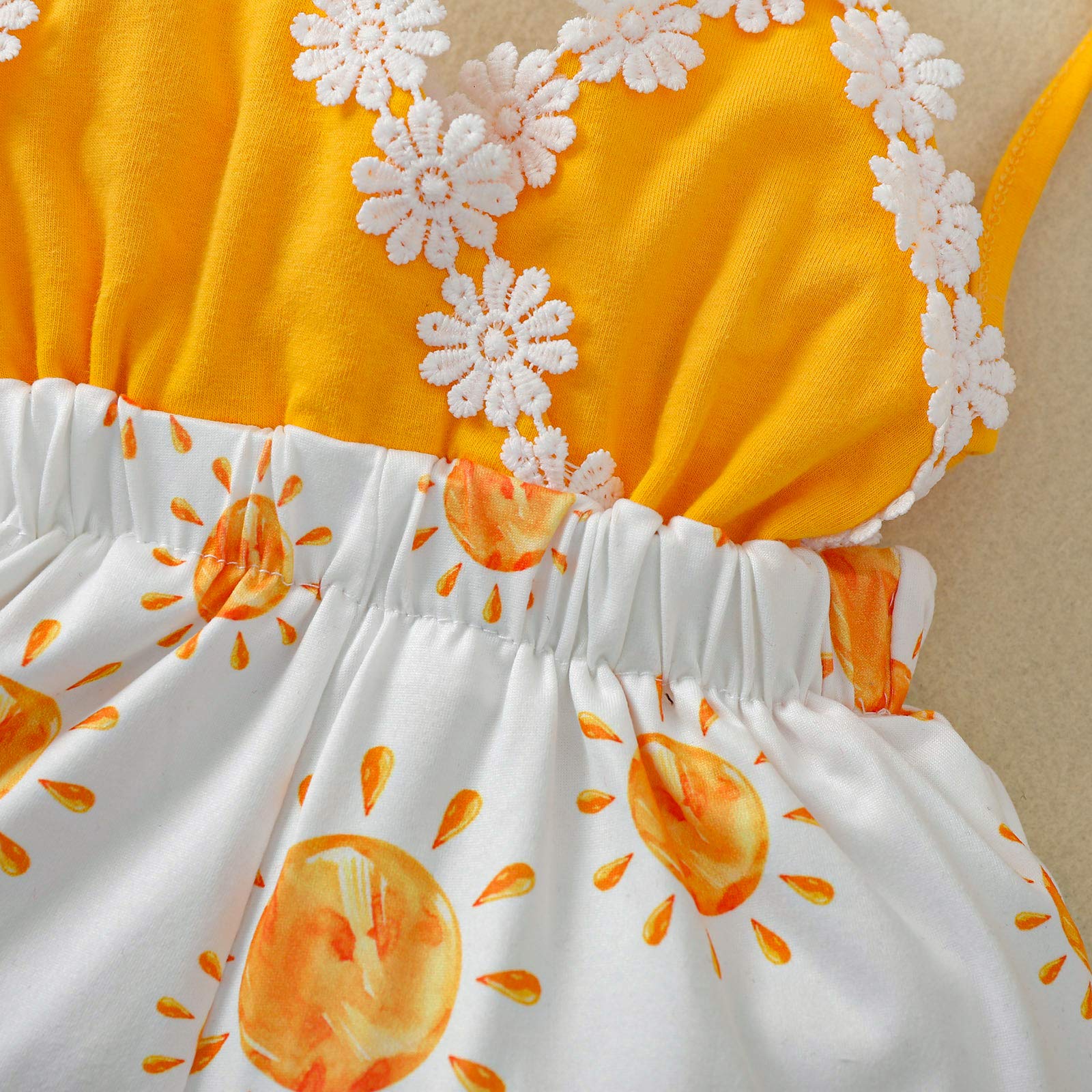 Newborn Baby Toddler Girls Sunflower Romper - Backless Strap Bodysuit Jumpsuit Outfit for Summer | Cute Sunflower-Themed Baby Clothes for Photoshoots, Beach Outings & Playdates