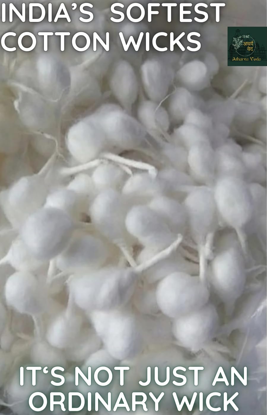 450+ Softest White Cotton Wicks for Pooja & Diya - Herbal Fragrance | Premium Round Cotton Wicks (Safed Rui Ki Bati) for Hindu Rituals, Prayer Lamps & Spiritual Ceremonies | Perfect for Daily Worship, Diwali & Temple Use